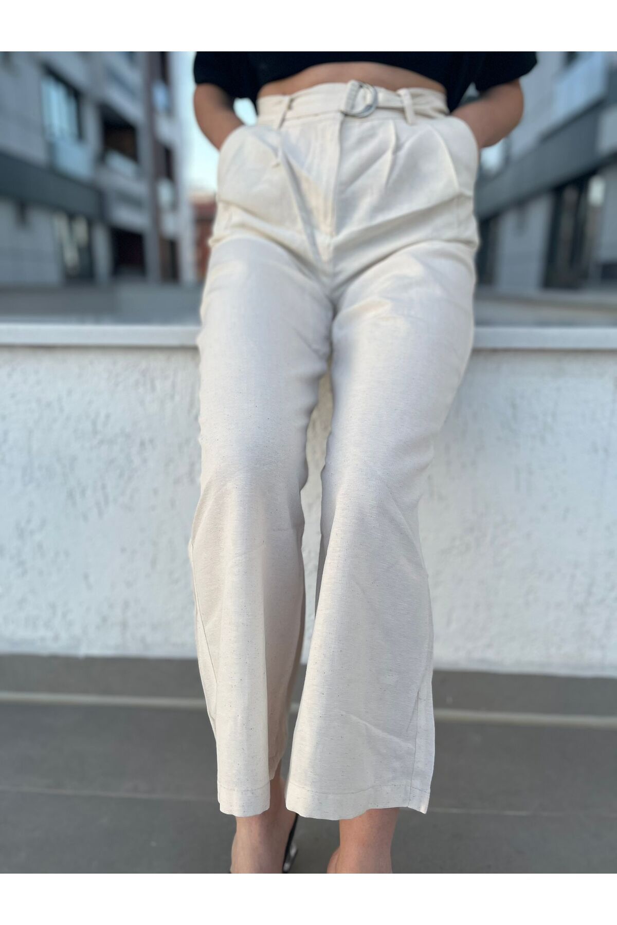 Butik Kemerli Palazzo Pantalon