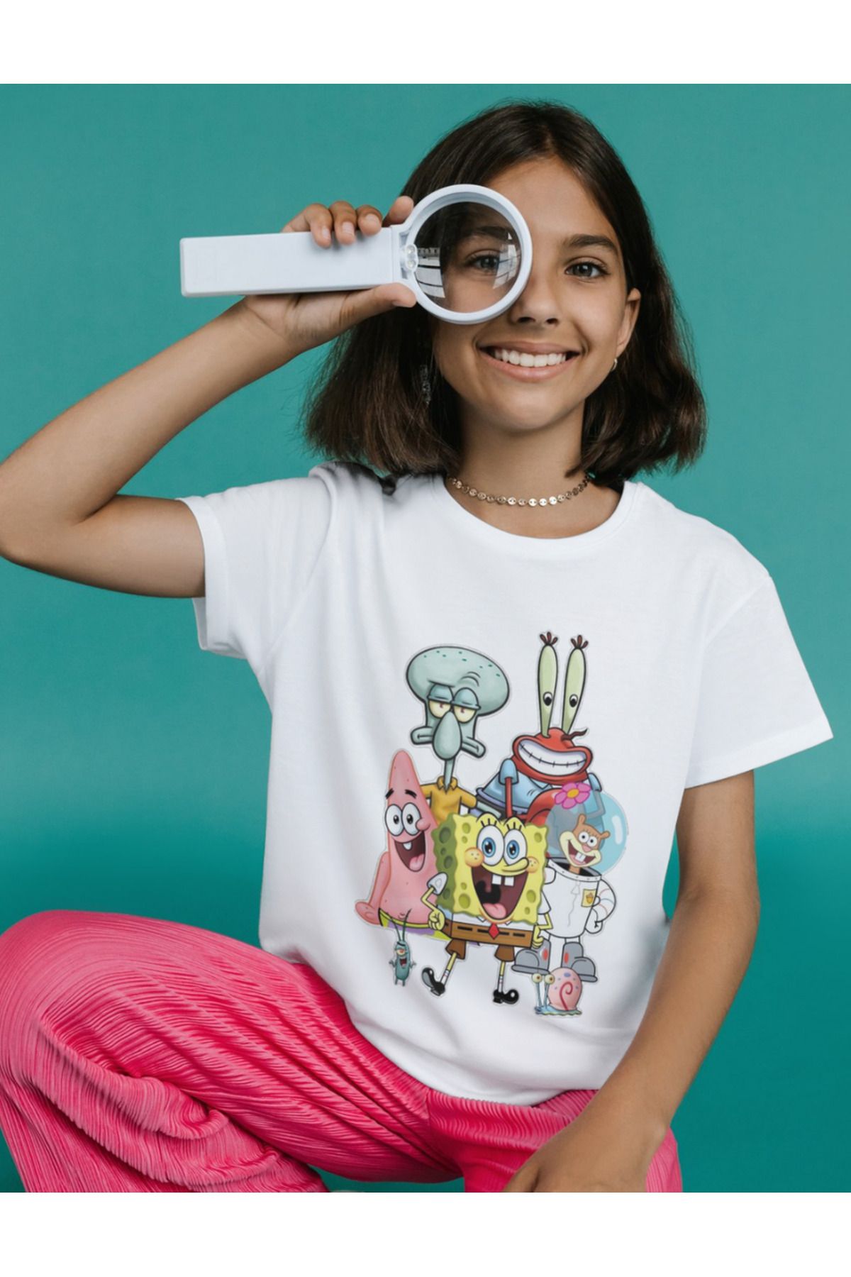 ALPŞAN TİCARET Sünger Bob Çocuk Tişört Süngerbob Çocuk Yetişkin T-shirt