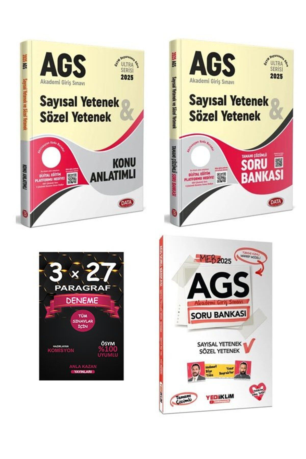 Anla Kazan Yayınları Data+Yediiklim 2025 MEB-AGS Sayısal-Sözel Yetenek Konu Anlatımlı+Soru Bankası