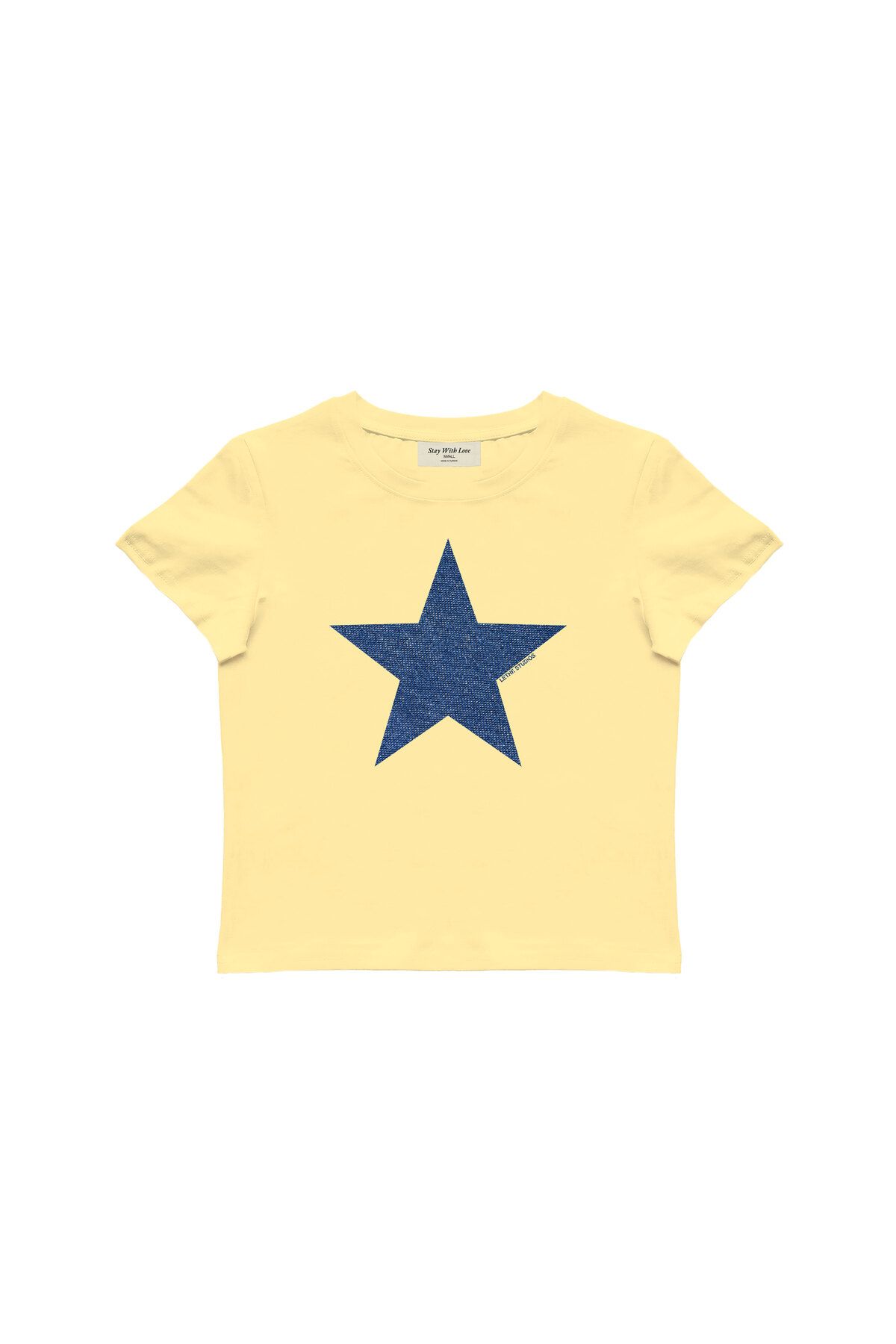 lethestudios Denim Star Baskılı Baby Tee Crop Top