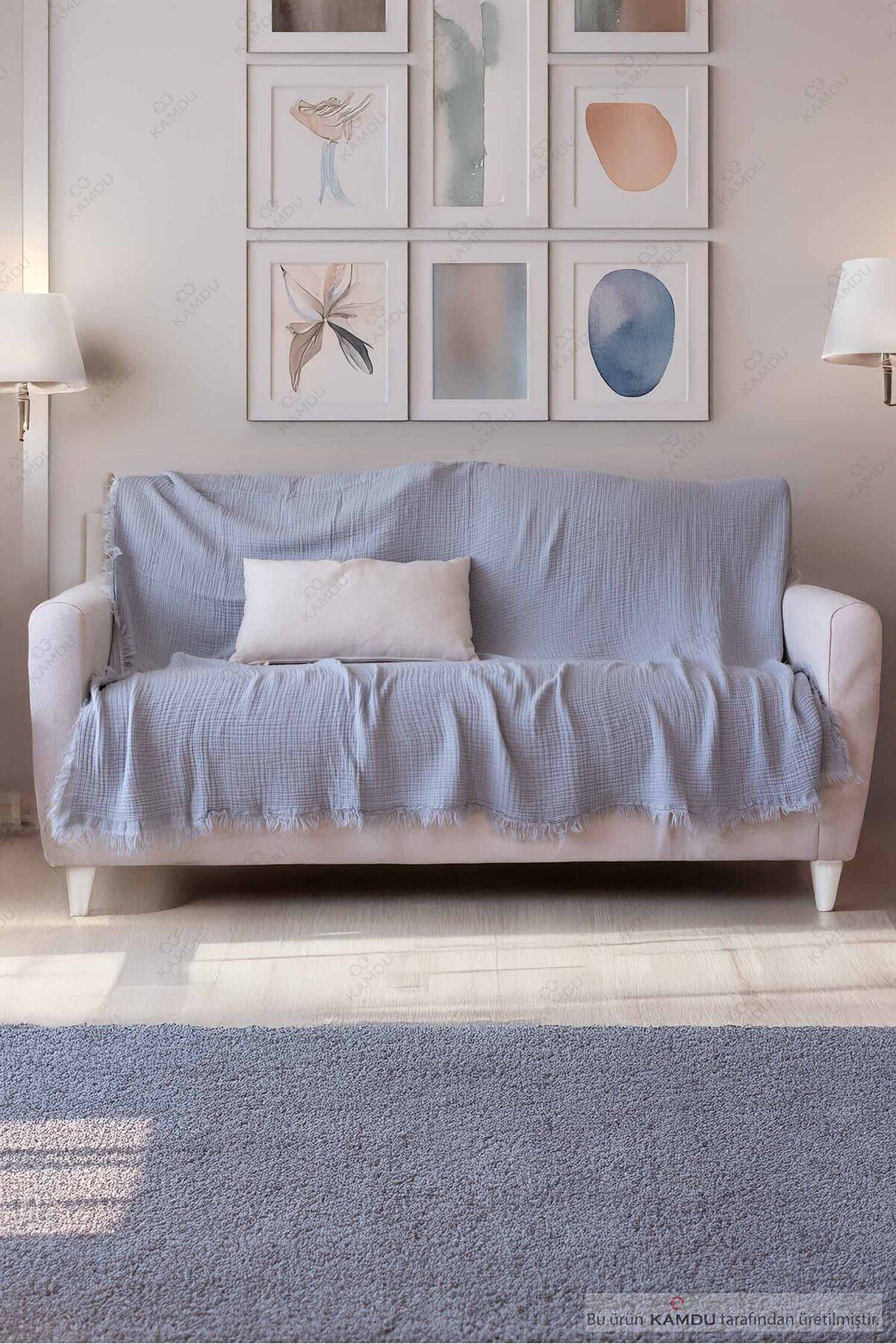CASMAYA 160x200cm Lüks Koltuk Örtüsü, %100 Müslin Pamuk Koltuk Örtüsü, Çok Amaçlı Örtü,