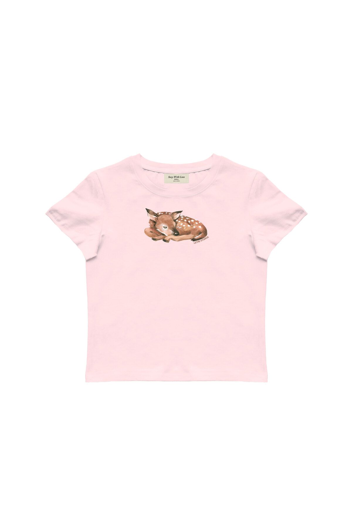 lethestudios Deer Baskılı Baby Tee Crop Top