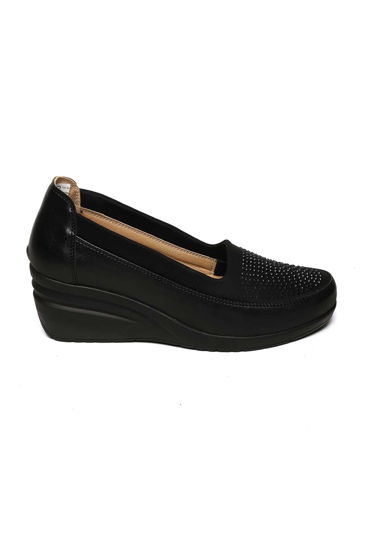 Bestello Bağcıksız Streç Detaylı Taşlı Poli Taban Comfort 018-529 Kadın Ayakkabı