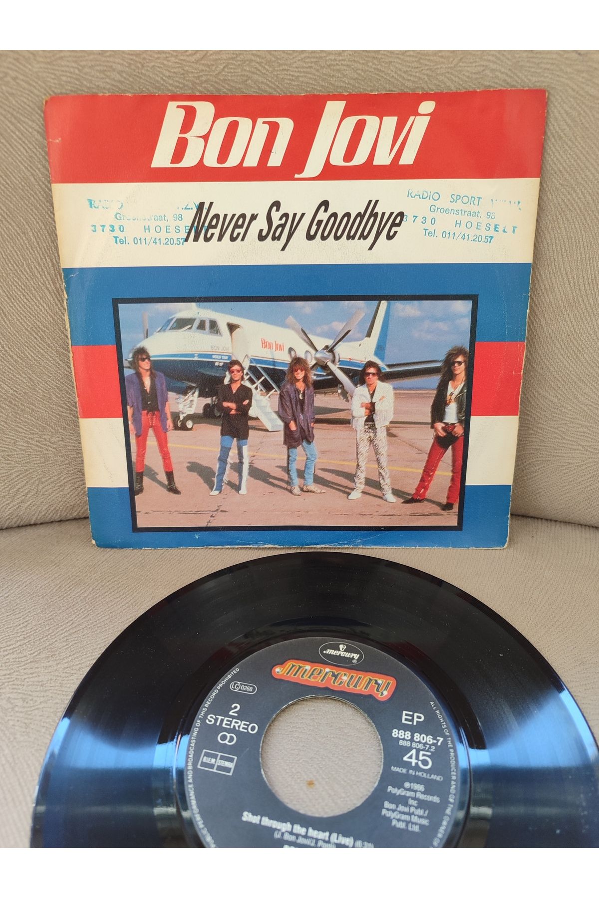 Plakperest BON JOVI Never Say Goodbye 1986 Hollanda Basım 45 lik Plak 2.el