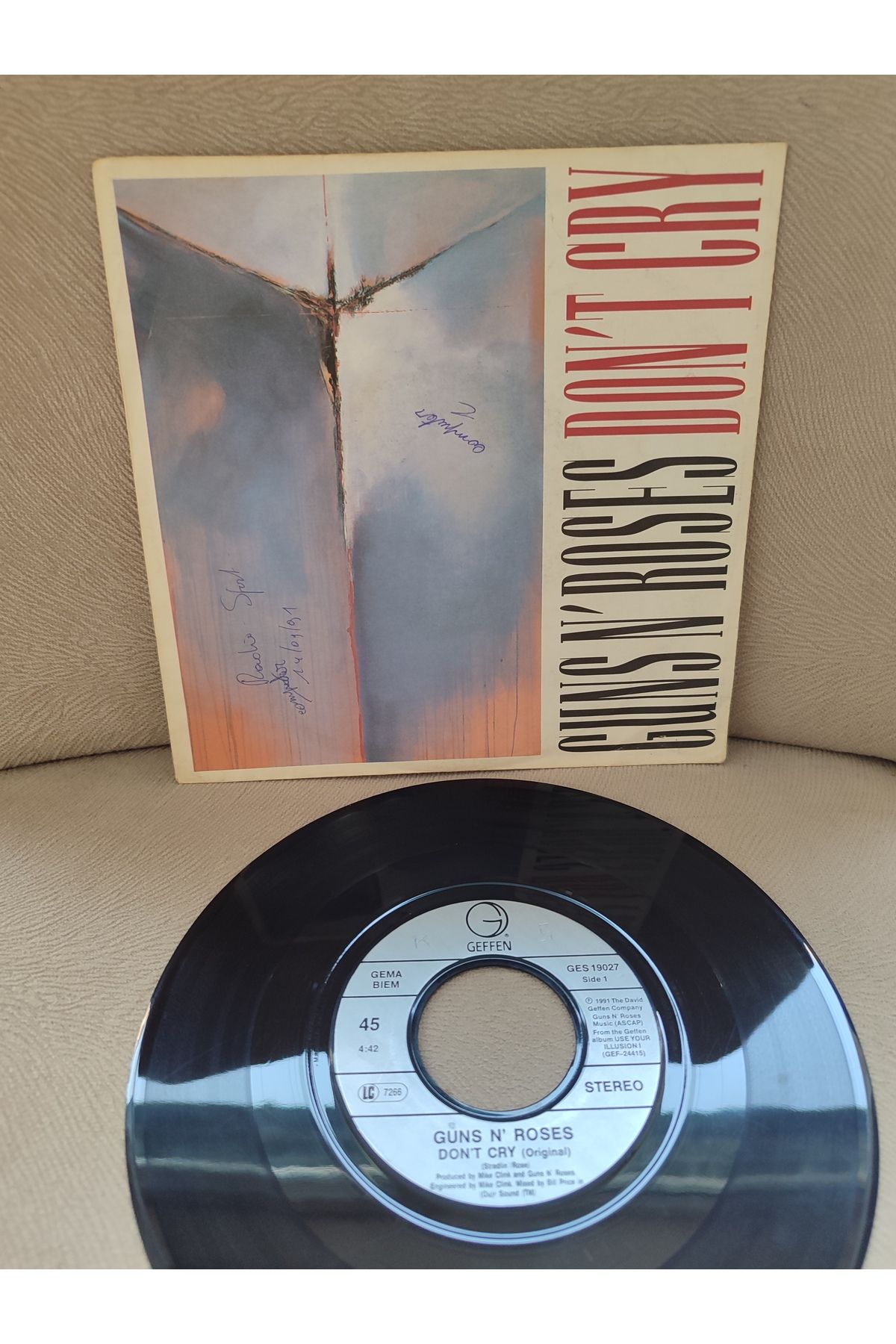 Plakperest GUNS N’ ROSES - Don’t Cry - 1991 Almanya Basım 45 lik Plak 2.el