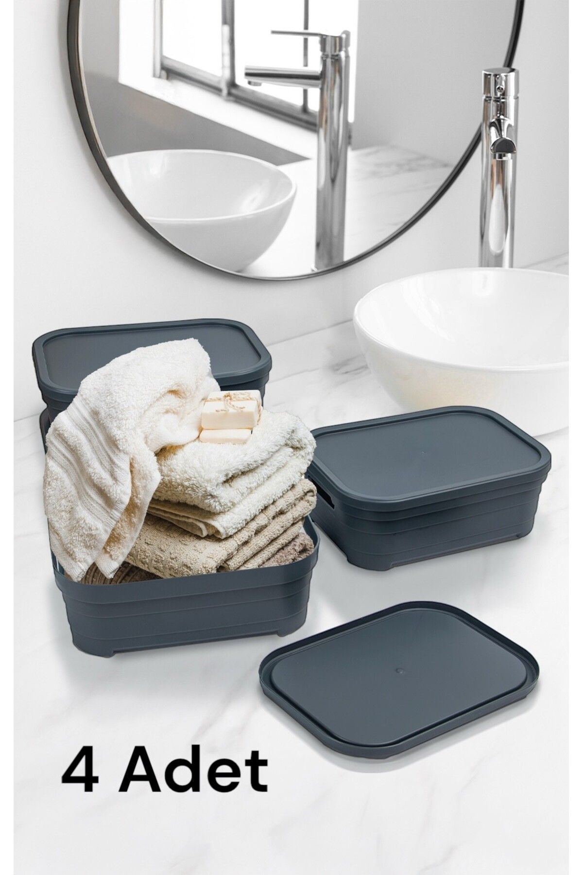 Nesto Home 4'lü Set Çok Amaçlı Renkli Kutu Kapaklı Ofis Organizeri 4x2,8 litre