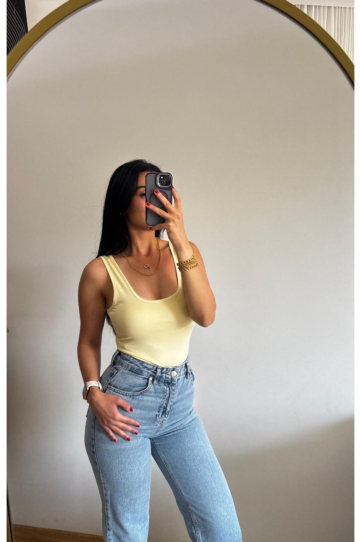 Girls House Kadın Üst Askılı Likralı Çıtçıtlı Body