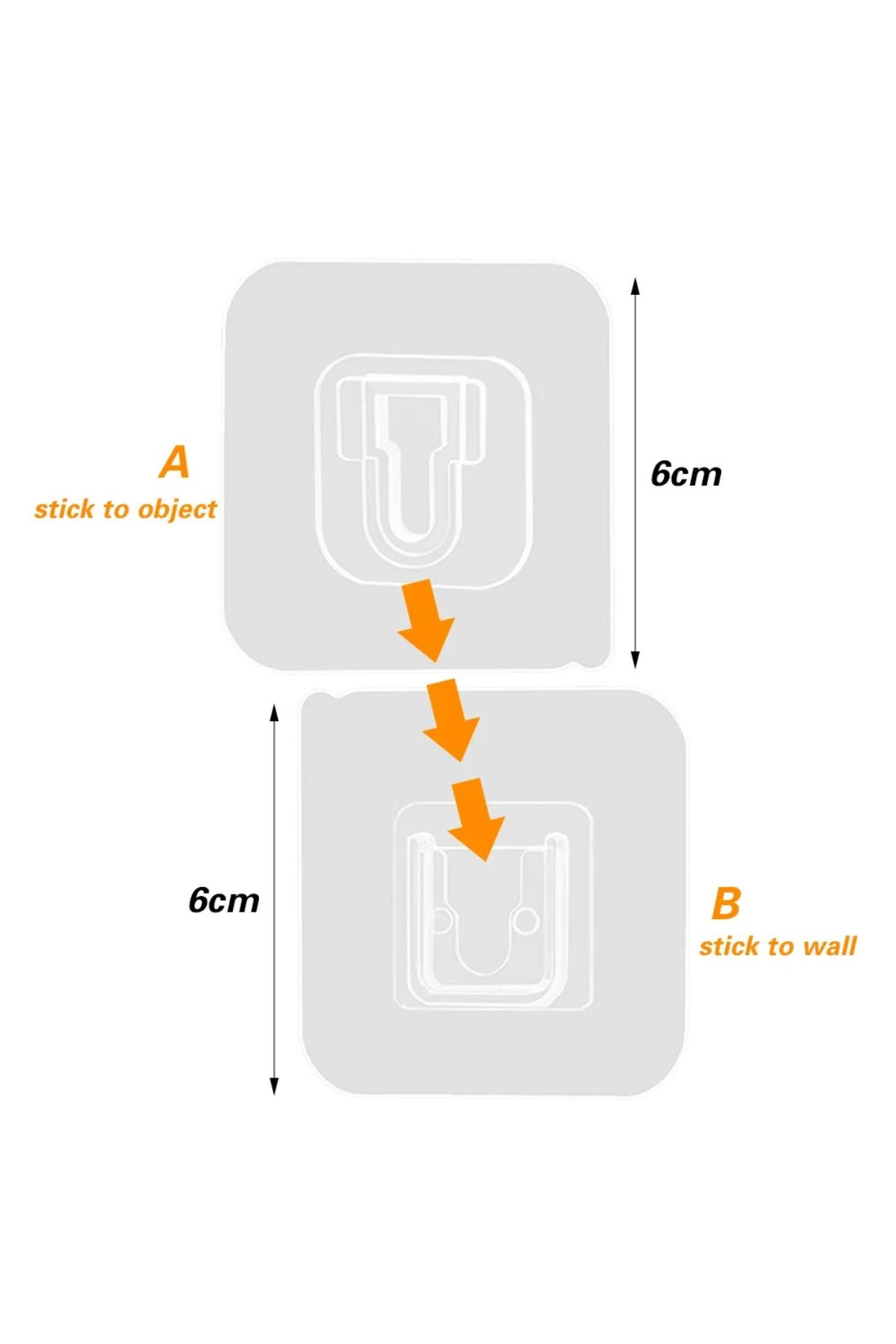 FORSEİ LUCA-10 Pieces Double Sided Adhesive Snap Clips Item Fixing Hanger Transparent Wall Hook 6
