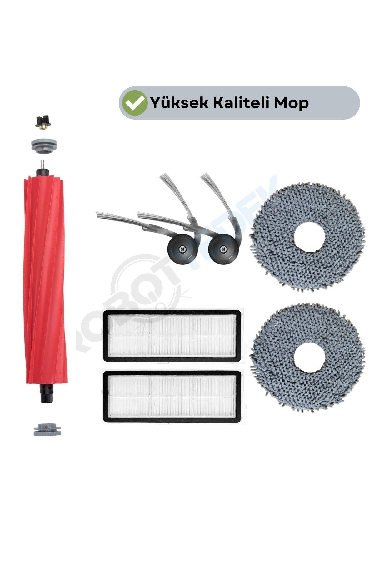 robotyedek Roborock QRevo L Uyumlu Fırça Hepa Filtre Mop Seti-7 Parça