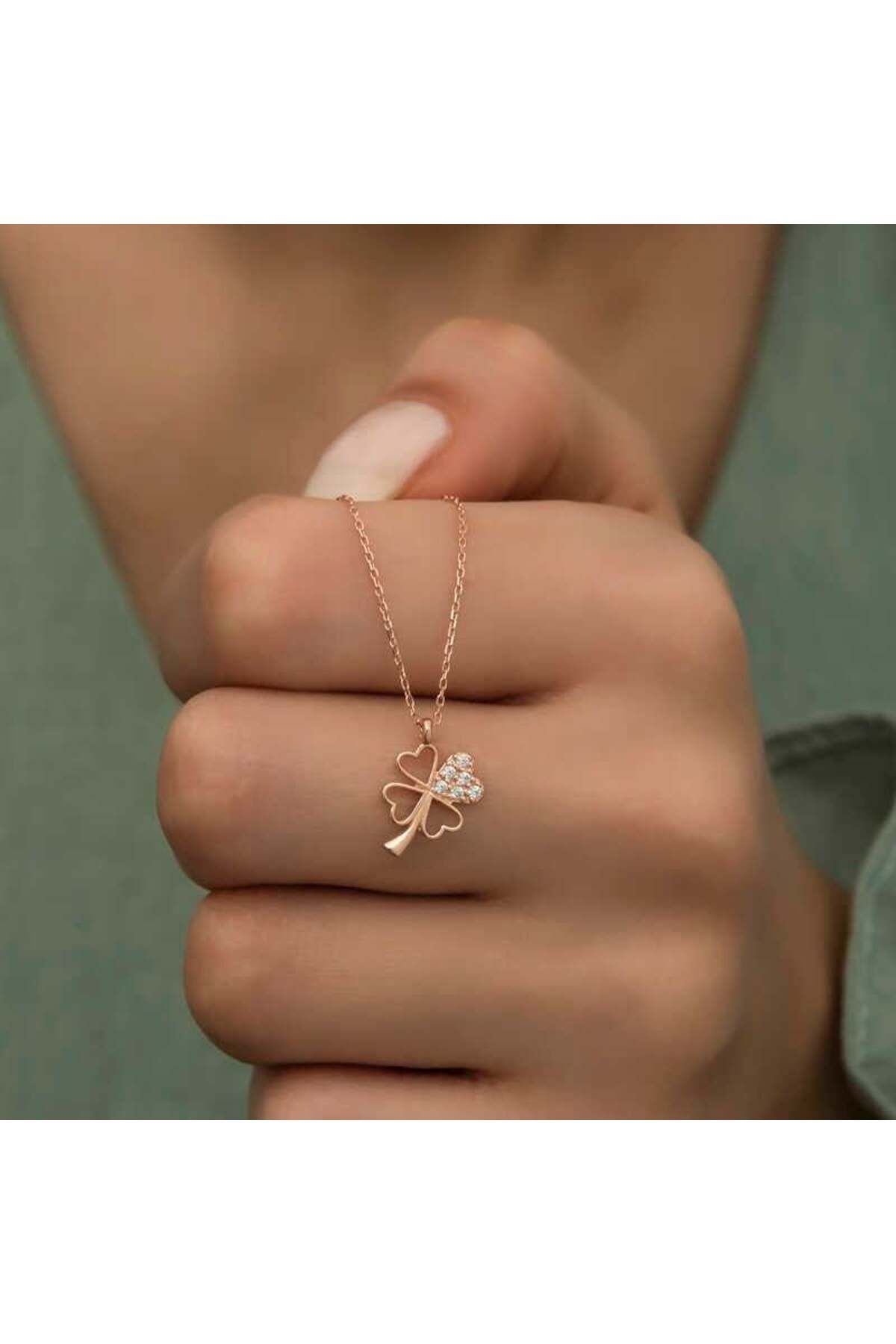 alsepeteavm Gümüş Rose Birleşmiş Kalpler Kadın Kolye