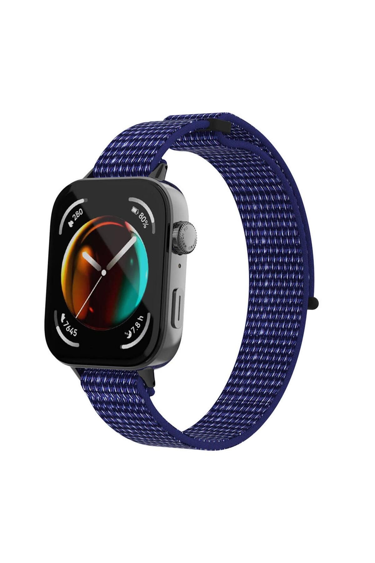 Microsonic Huawei Watch Fit 4 Pro Hasırlı Kordon Woven Sport Loop Lacivert