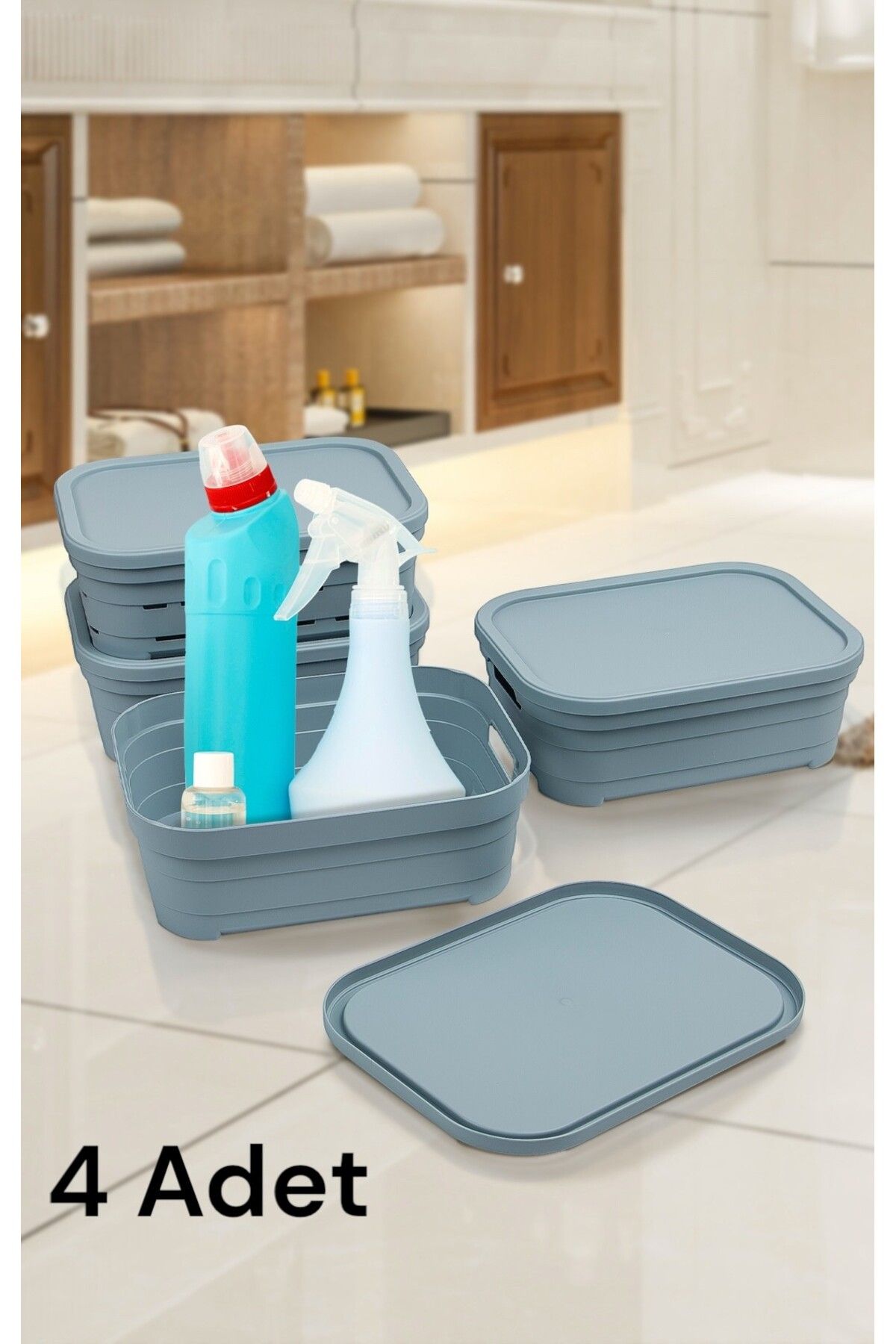Nesto Home 4'lü Set Çok Amaçlı Renkli Kutu Kapaklı Ofis Organizeri 4x2,8 litre