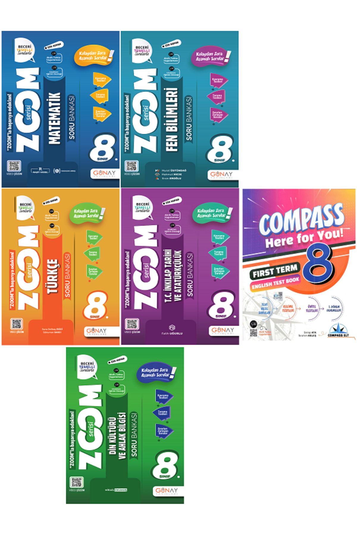 Efsane Yayınları 8.Sınıf Günay Zoom Matematik + Fen + Türkçe + Din Soru Bankası + İngilzce Test Book HEDİYE - 6 KİTAP