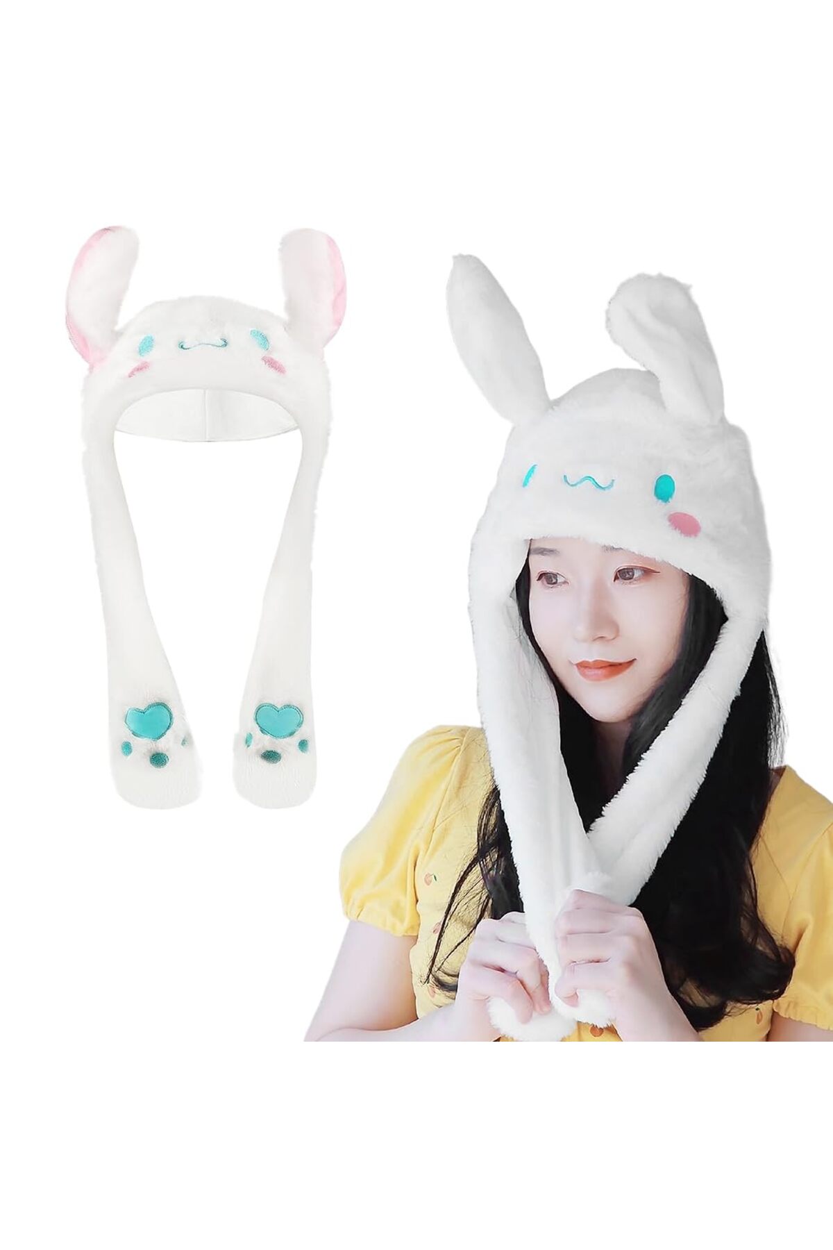 MJ TOYS Sanrio Kuromi Cinnamoroll My Melody Şapka Kulakları Hareket Eden Şapka Işıklı Modlu Peluş Bere Şapka fotoğrafı 6 (önizleme)
