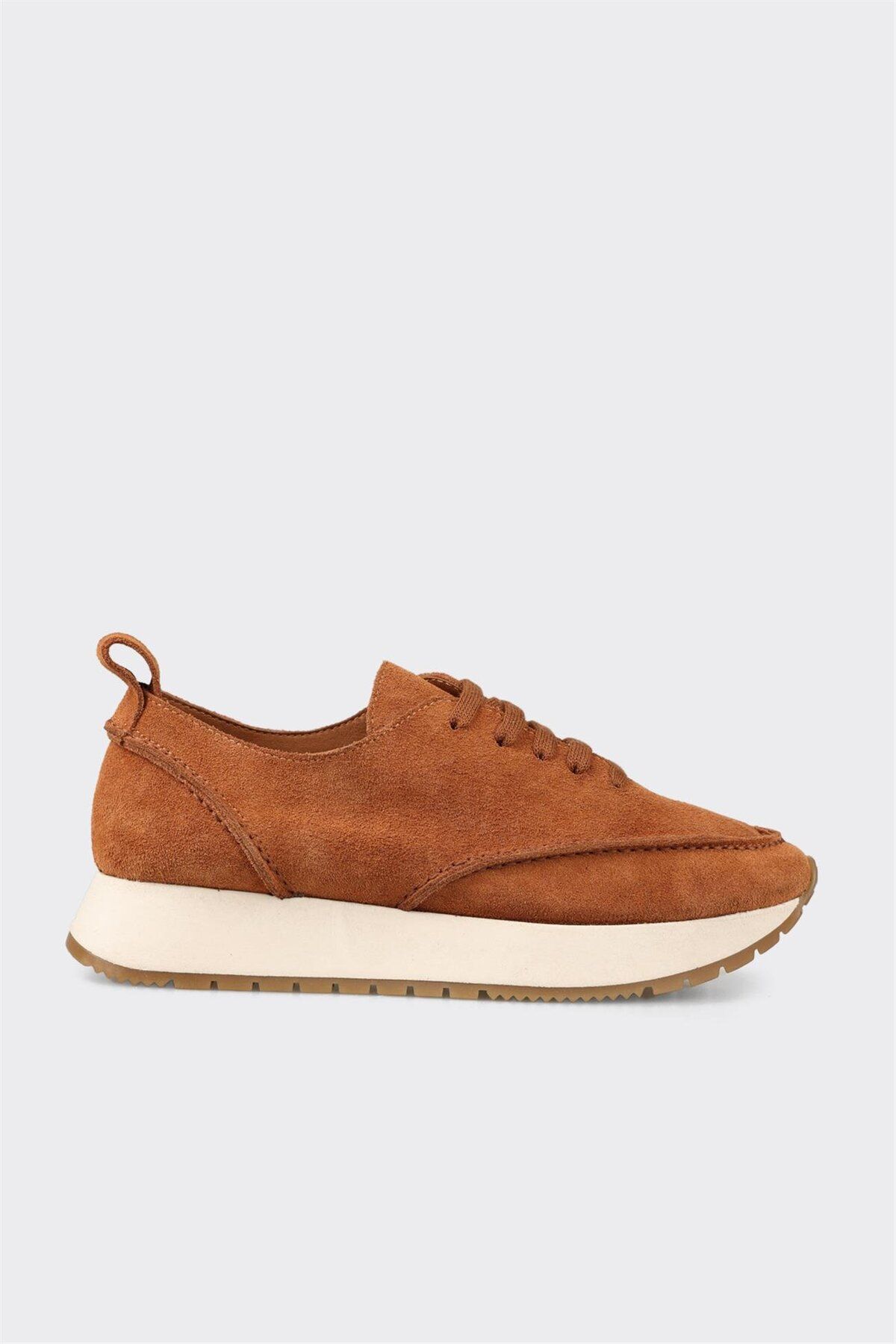 Elle Shoes Taba Deri Kadın Spor Ayakkabı