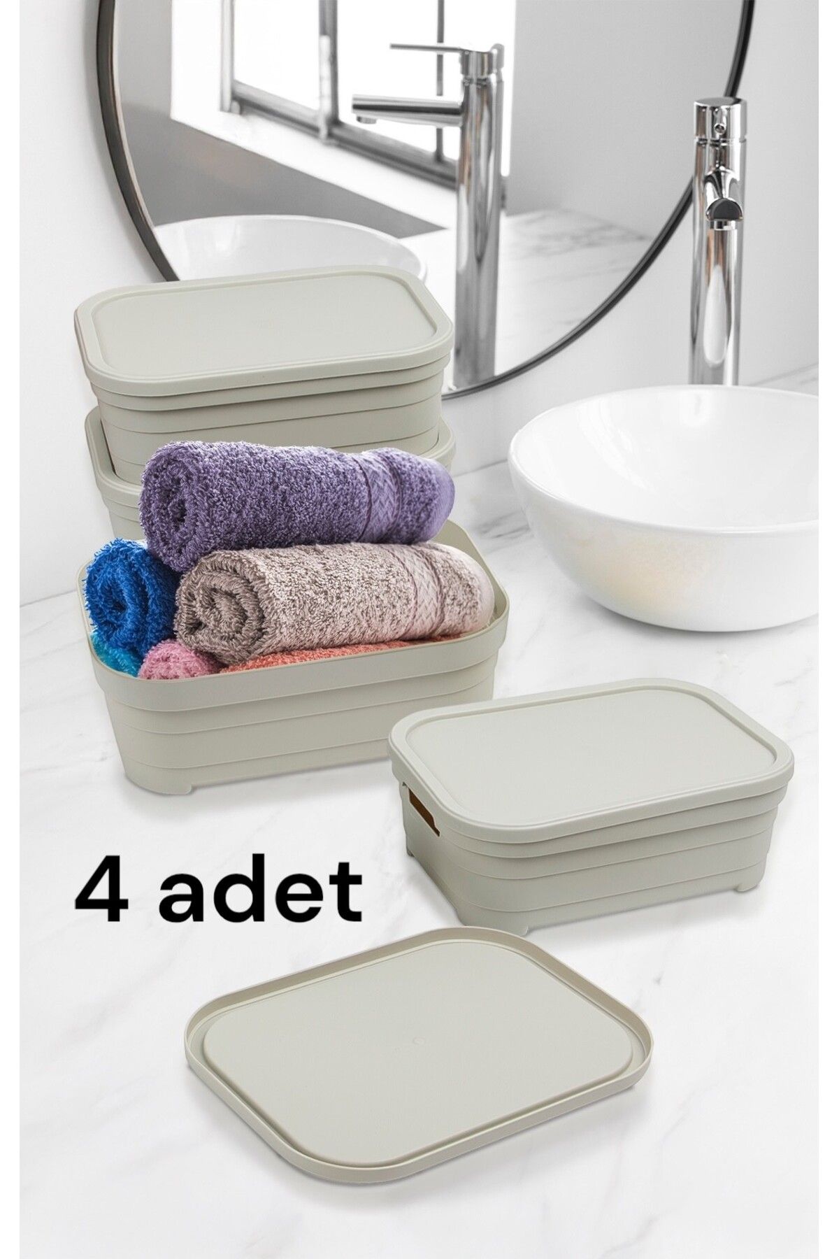 Nesto Home 4'lü Set Çok Amaçlı Renkli Kutu Kapaklı Ofis Organizeri 4x2,8 litre