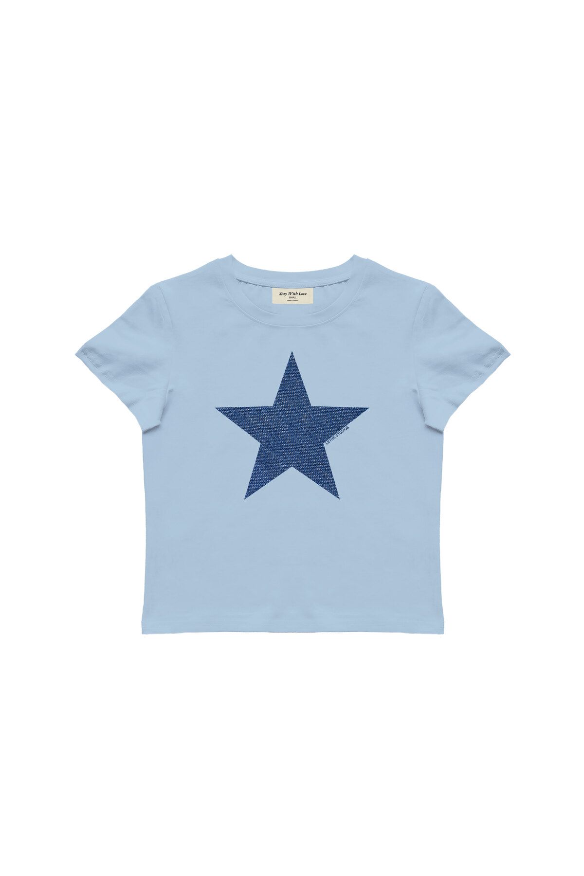 lethestudios Denim Star Baskılı Baby Tee Crop Top