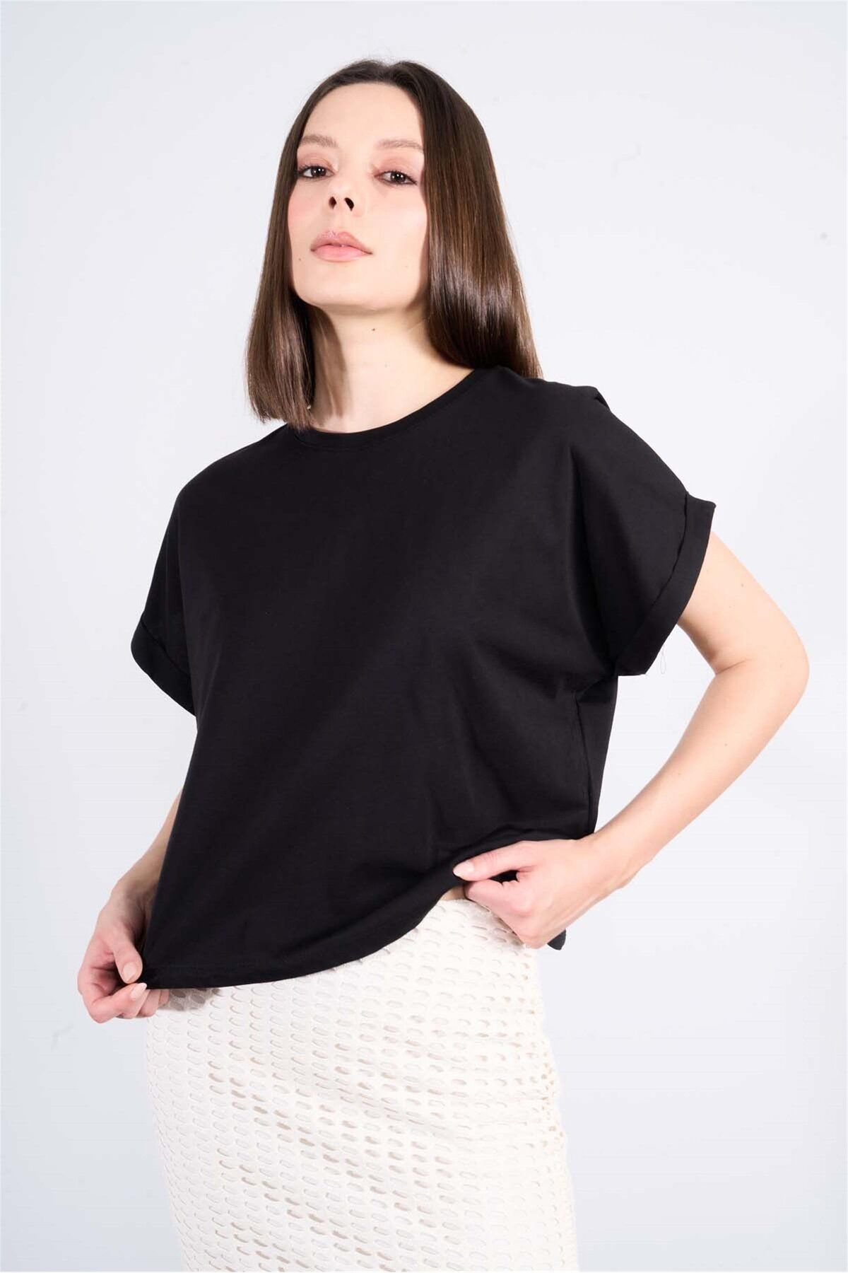 FİTHİT Çetinkaya Fithit 8382 Bisiklet Yaka 30/1 Penye Süprem T-shirt Siyah