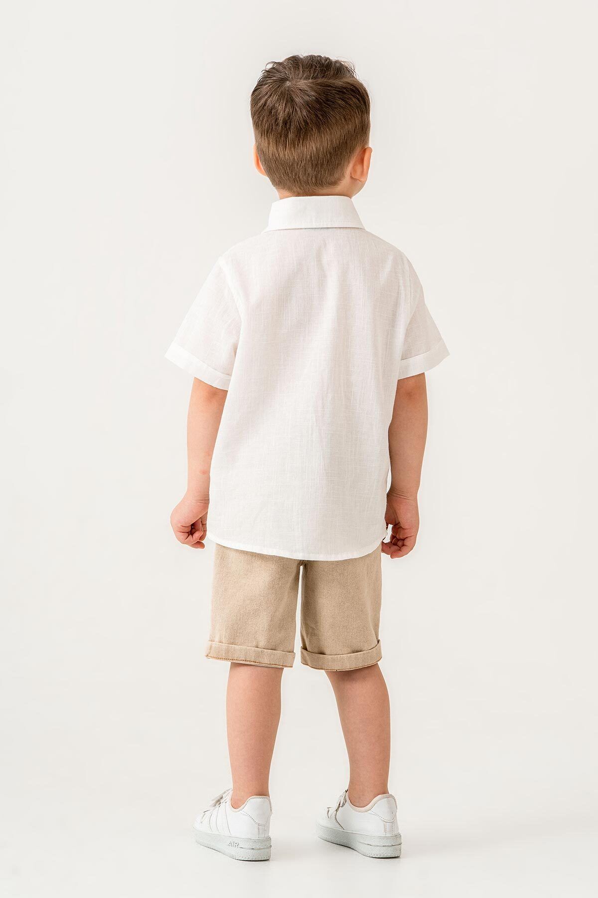 Gold Class Kidswear-Short Sleeve Button 2 Piece Linen Boy Shorts Suit 8