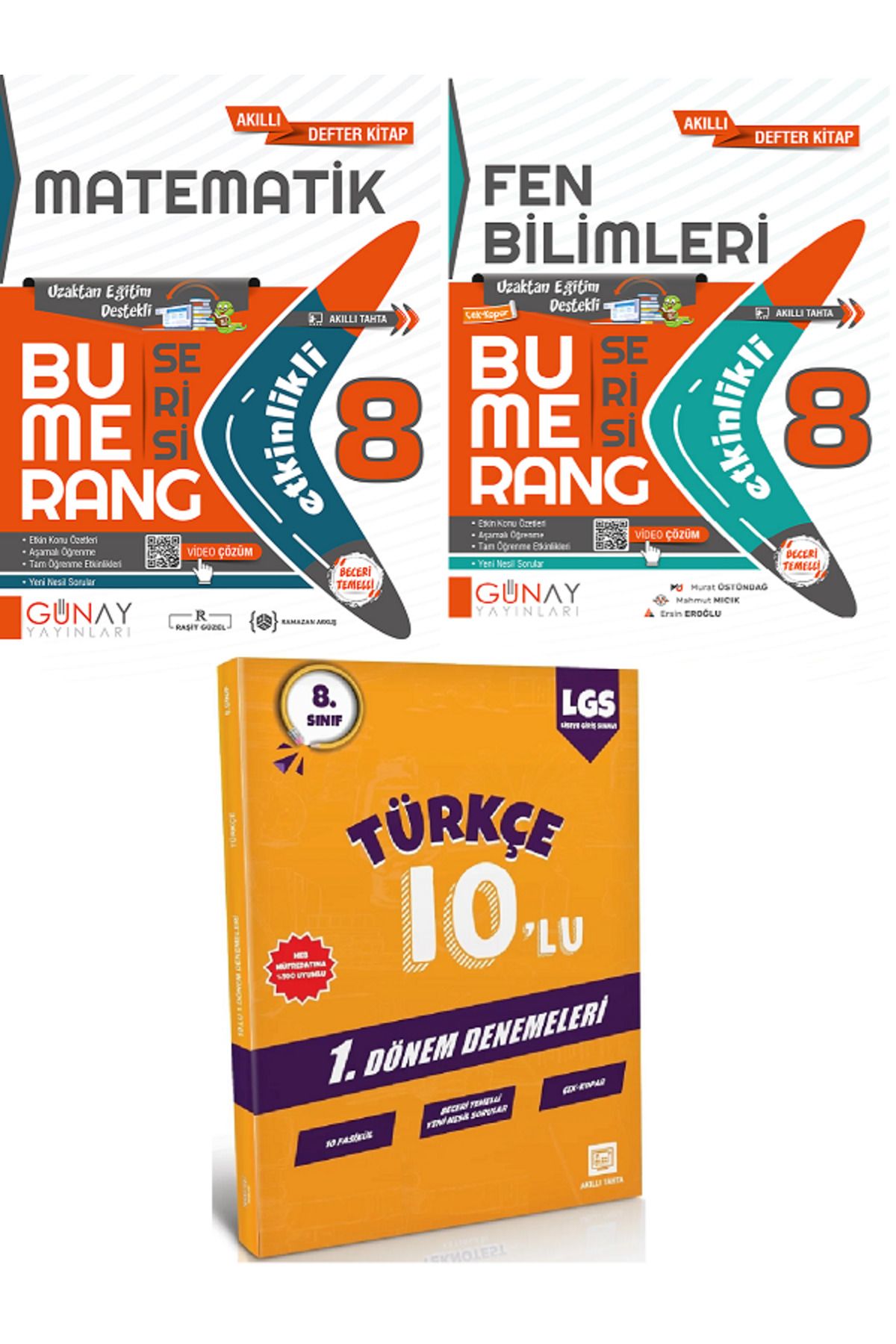 Efsane Yayınları 8.Sınıf Günay Etkinlikli Matematik + Fen Bilimleri Bumerang Serisi + 10'Lu Türkçe Deneme - 3 KİTAP