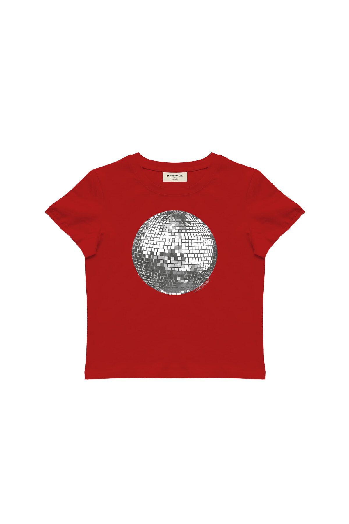 lethestudios Discoball Baskılı Baby Tee Crop Top