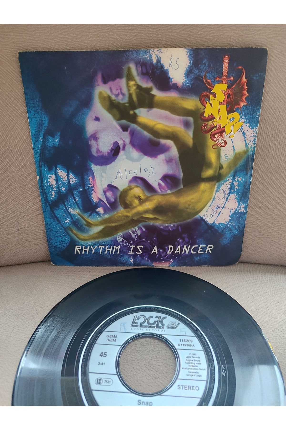 Plakperest SNAP - Rhythm is a Dancer - 1992 Almanya Basım Nadir 45lik Plak 2. el