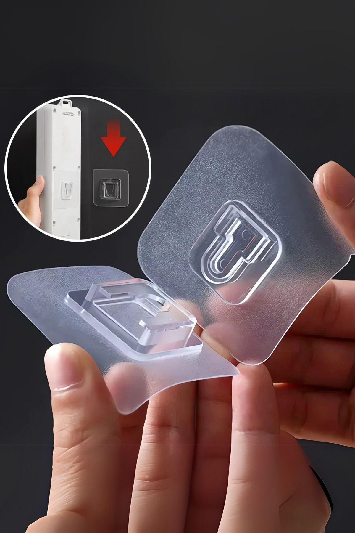 FORSEİ LUCA-10 Pieces Double Sided Adhesive Snap Clips Item Fixing Hanger Transparent Wall Hook 2