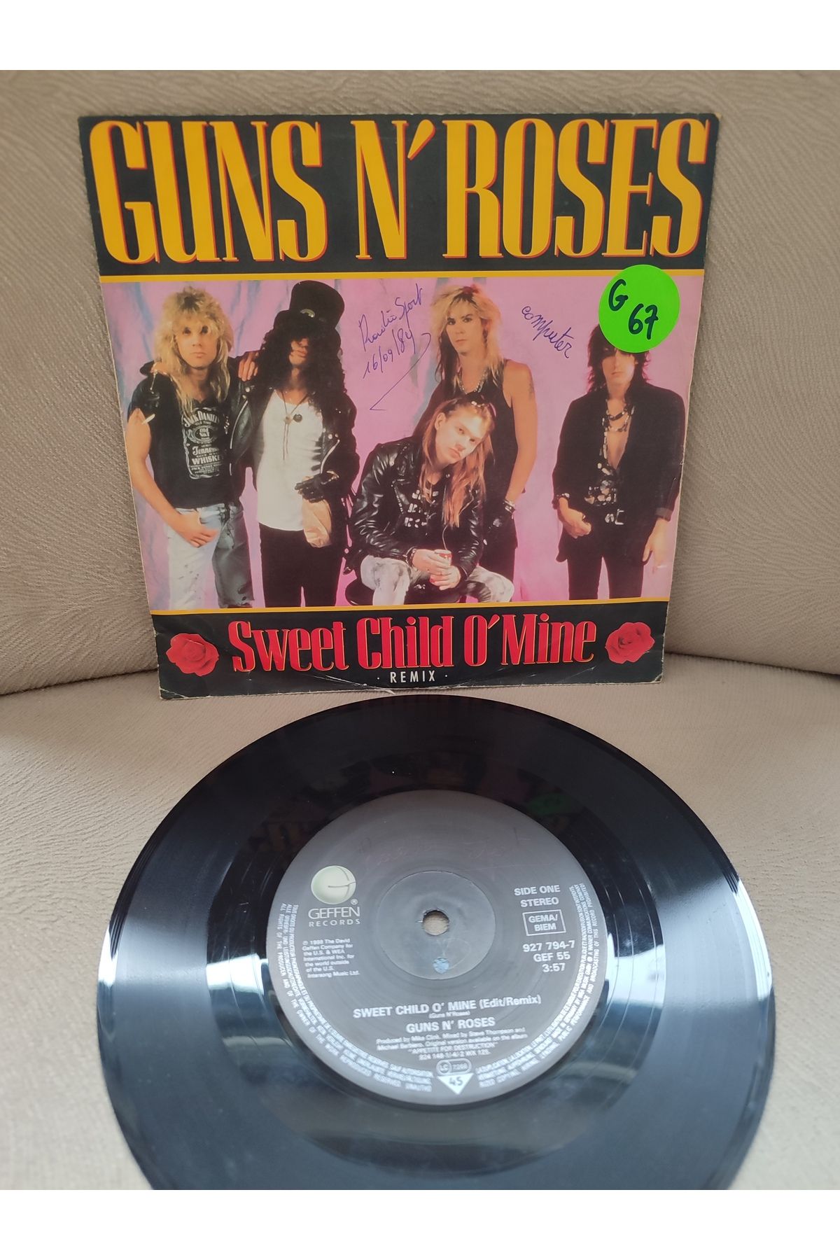 Plakperest GUNS N’ ROSES - Sweet Child O’ Mine - 1989 Hollanda Basım 45 lik Plak 2.el