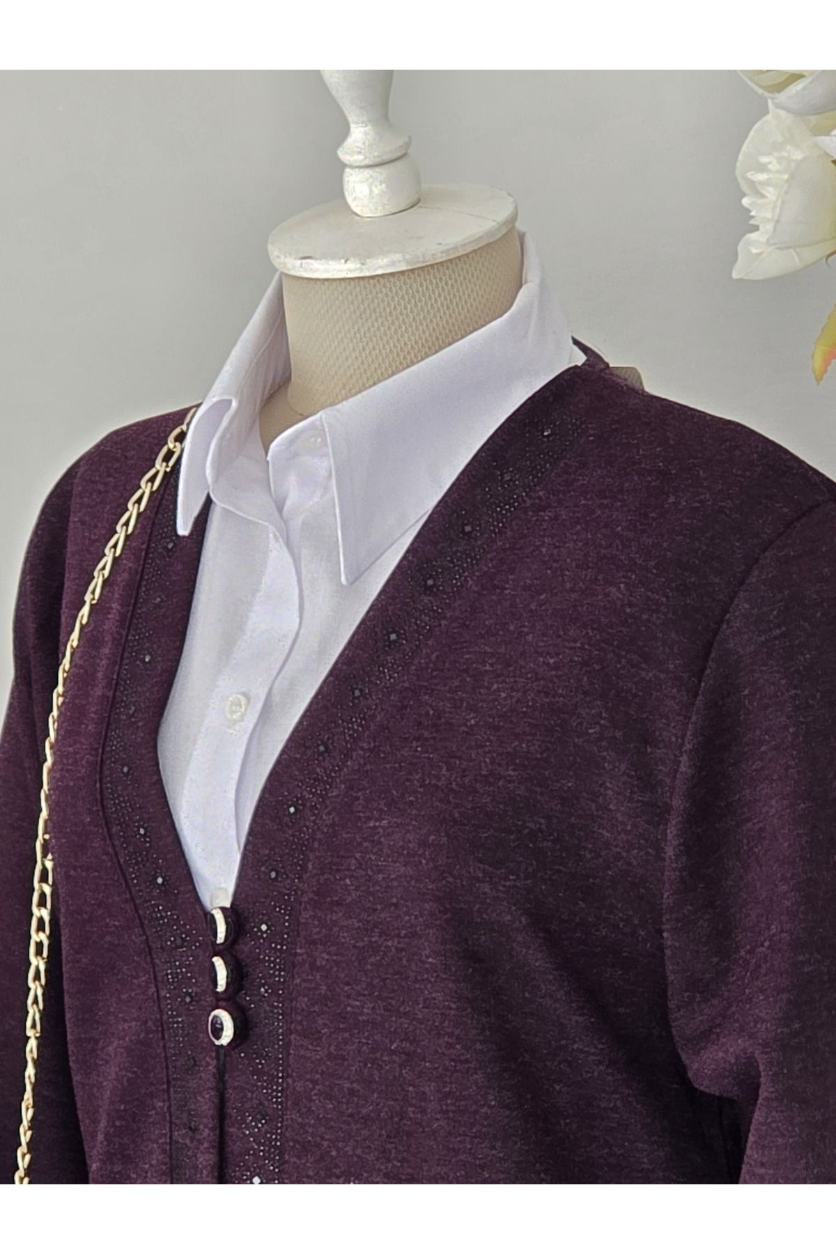 ENDAMIM-Large Size Cardigan with Pockets Medium Thickness 6