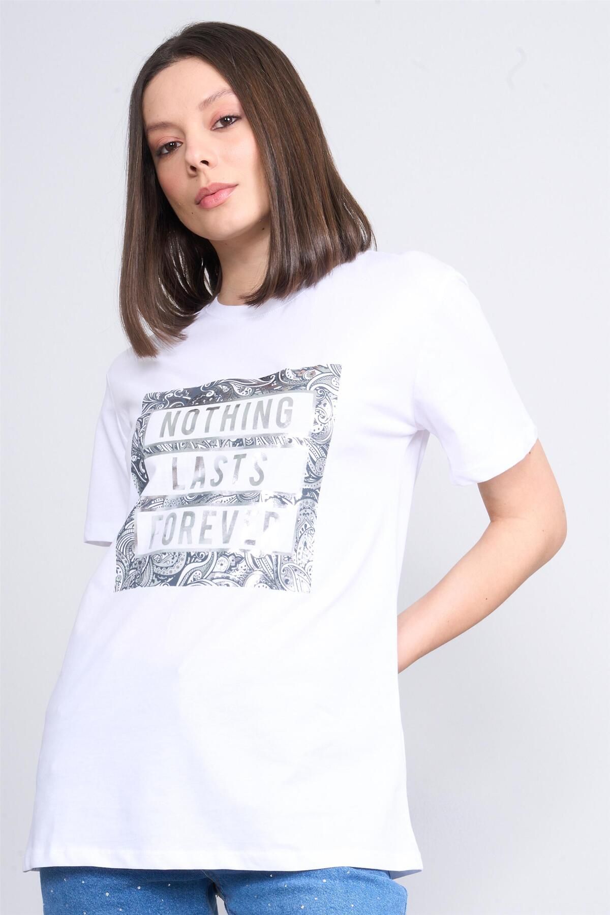 FİTHİT Çetinkaya Fithit 8321 Bisiklet Yaka 30/1 Penye Süprem Regular T-shirt Beyaz