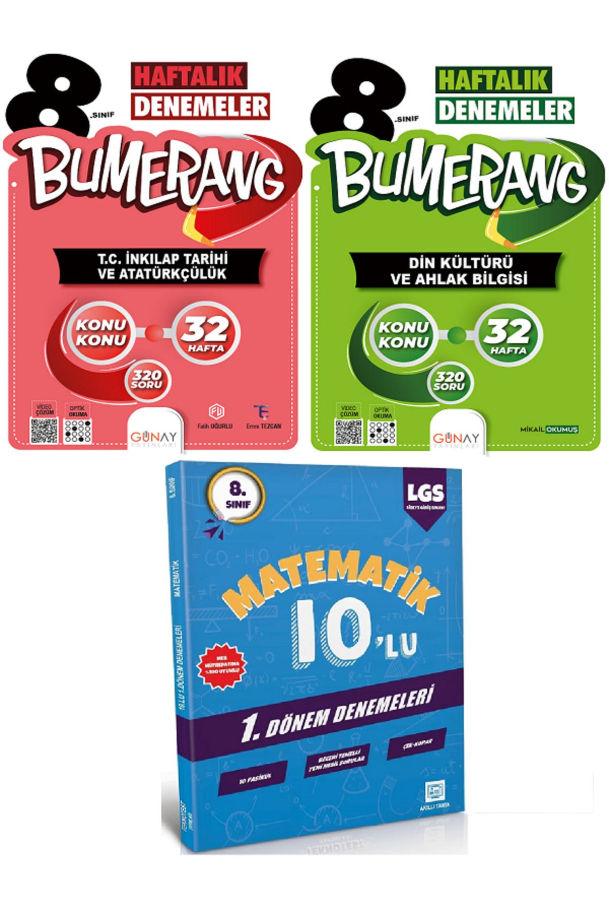 Efsane Yayınları 8.Sınıf Günay Bumerang İnkılap Tarihi + Din 32 Haftalık Denemeler + 10'Lu Matematik Deneme HEDİYE
