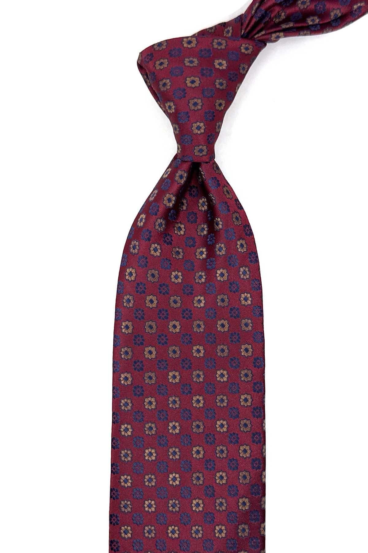Kravatkolik Bordo Motif Desen Mendilli Klasik Kravat KK13184