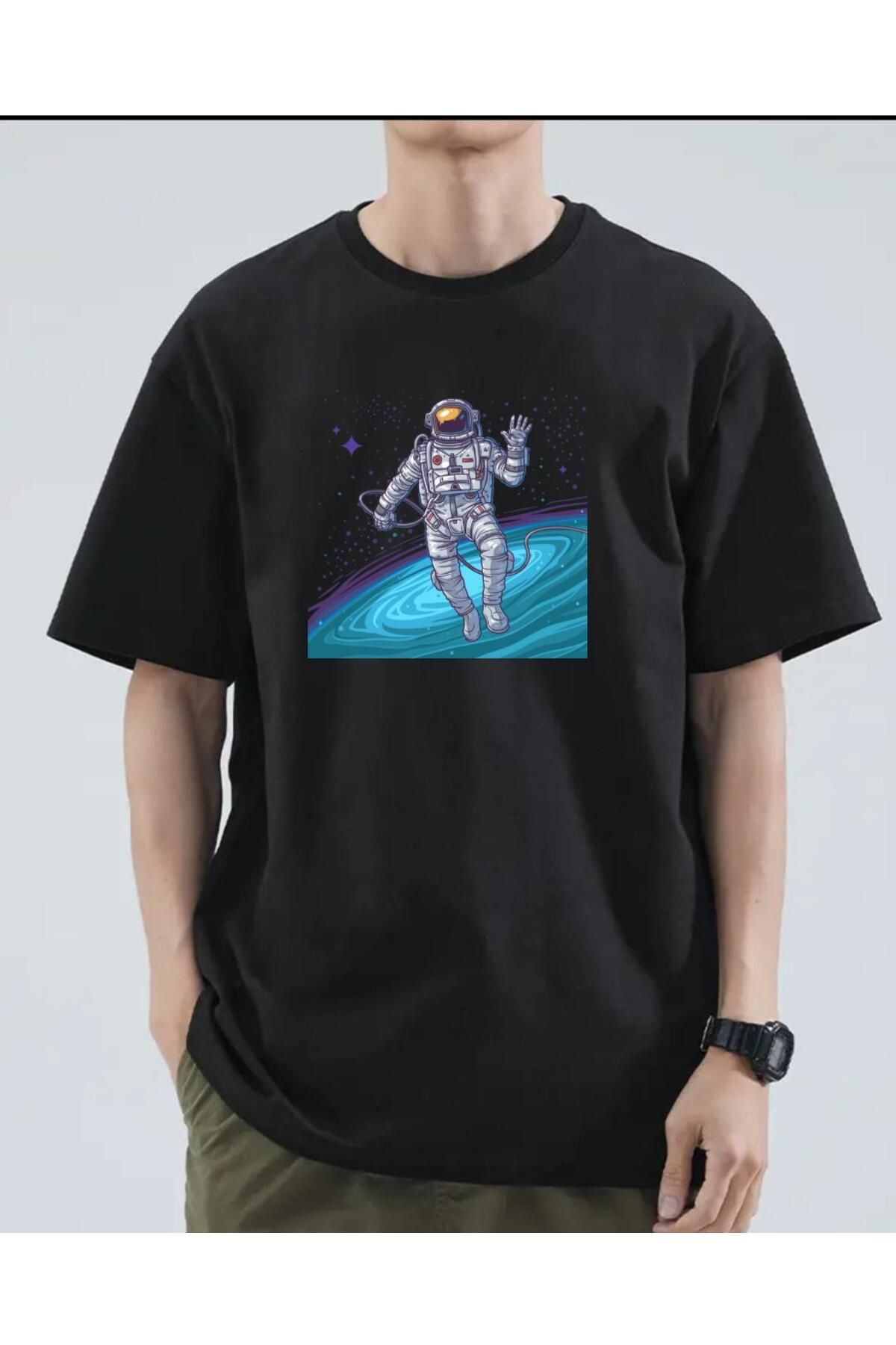 exans moda siyah renkli pilot basklı unisex oversize tshirt