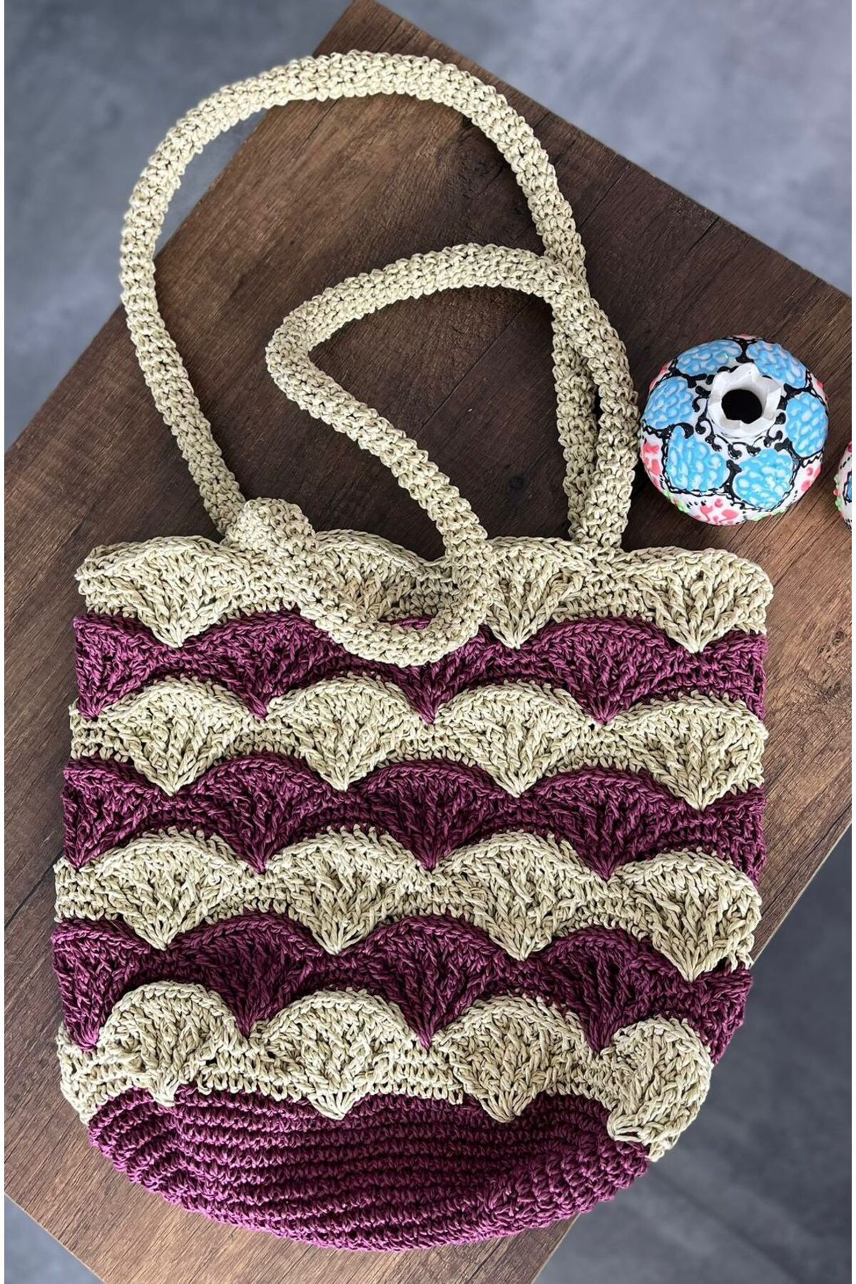 Yasmy Collection Kadın Örme El İşi Deniz Çantası YS-PR2591