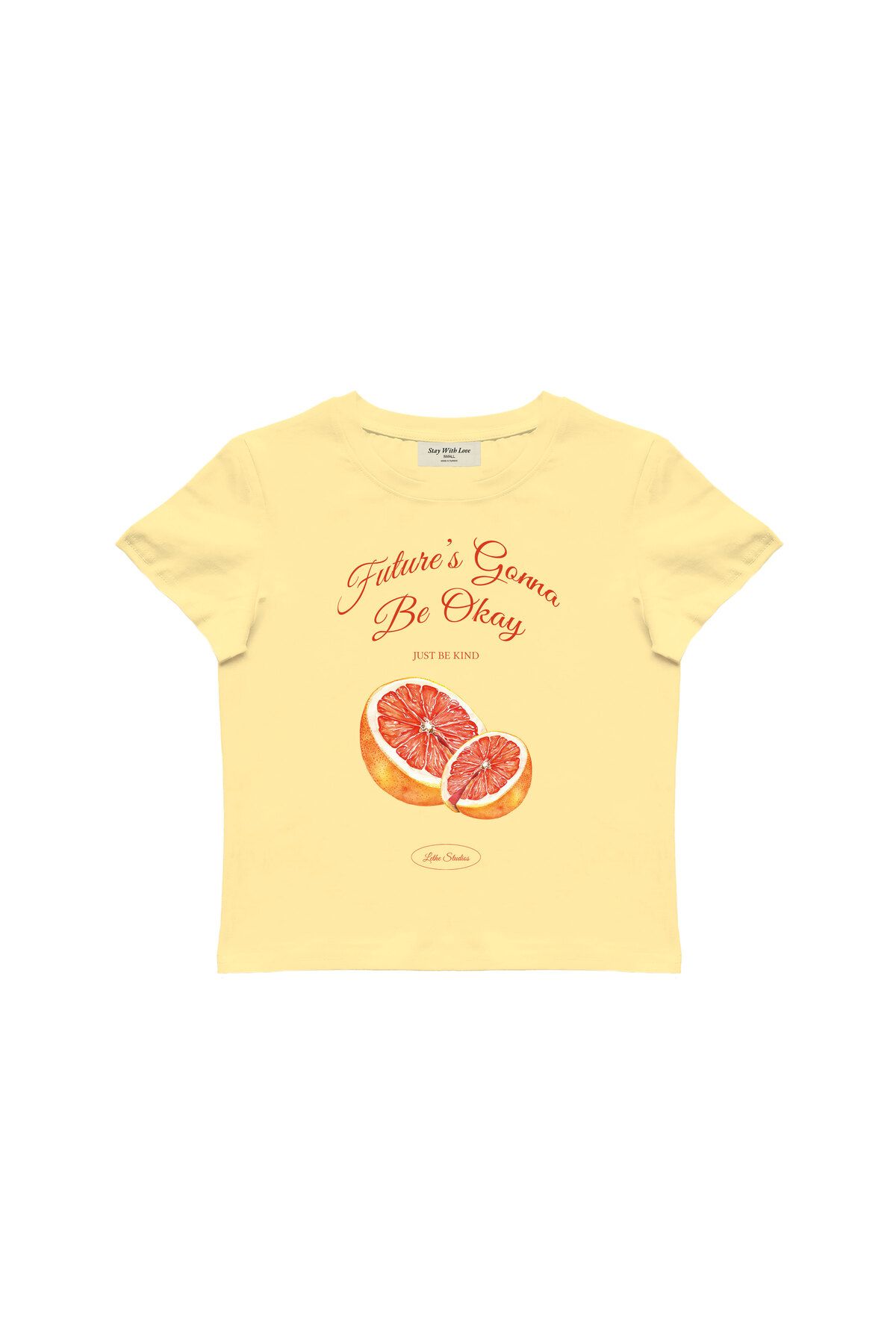 lethestudios Future's Gonna Be Okay Baskılı Baby Tee Crop Top