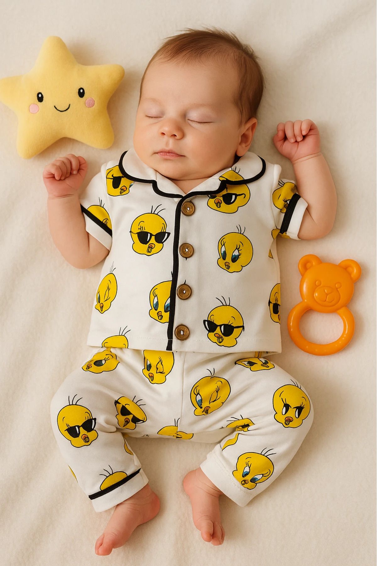 Çıldırıns Yazlık Tiviti Baskılı 2’li Bebek Pijama Takımı