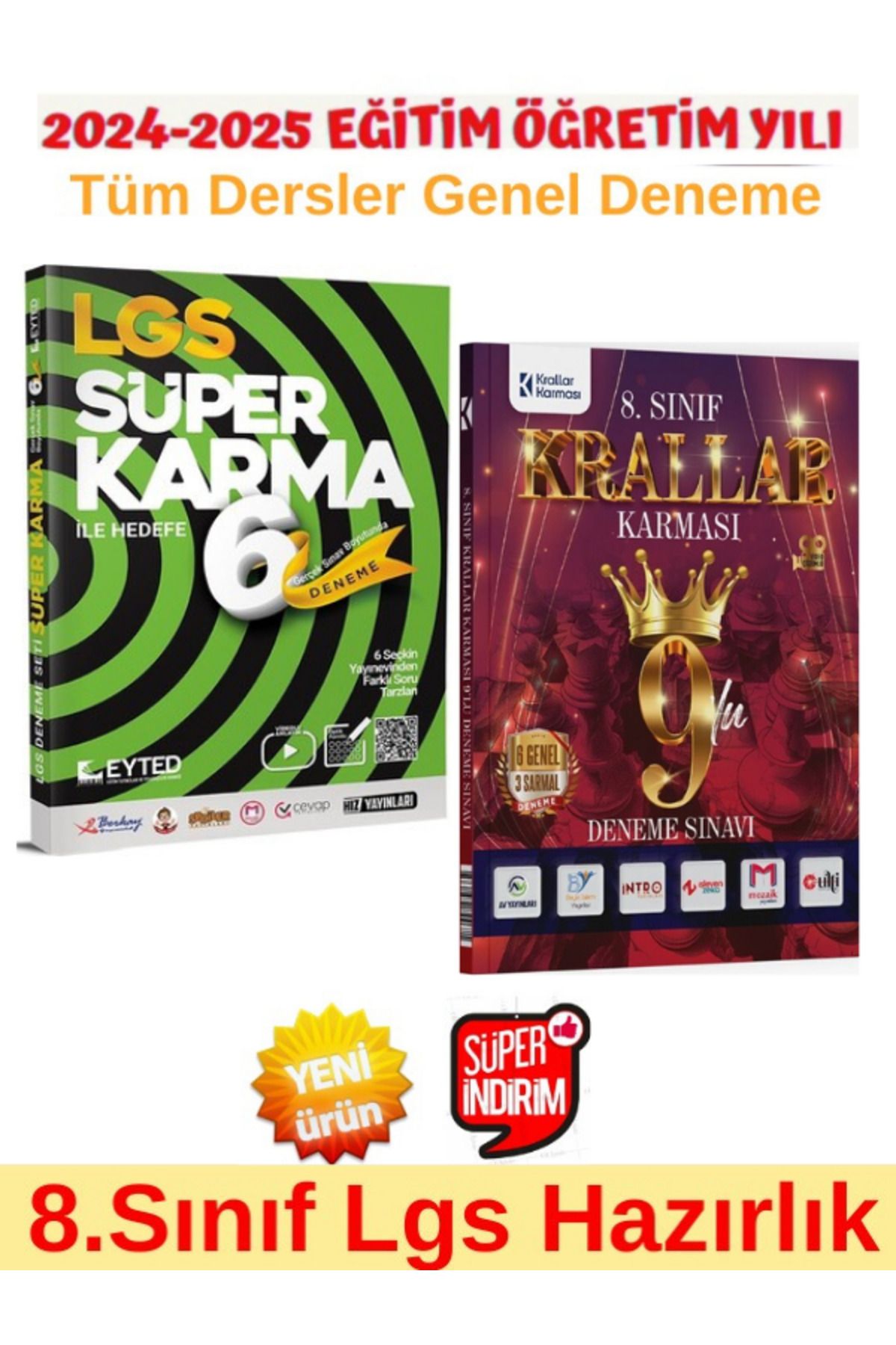 EYTED Yayınları 8.Sınıf Lgs Tüm Dersler Süper Karma 6 lı Deneme+Krallar Karması Lgs 8.Sınıf 9 lu Deneme Seti