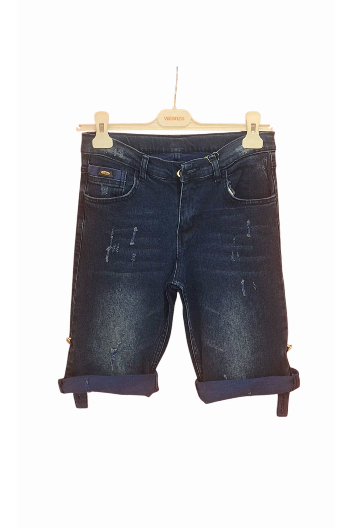 özk kids Paçası Katlamalı Ve Yıpratmalı Kot Kapri (12-16 Yaş)