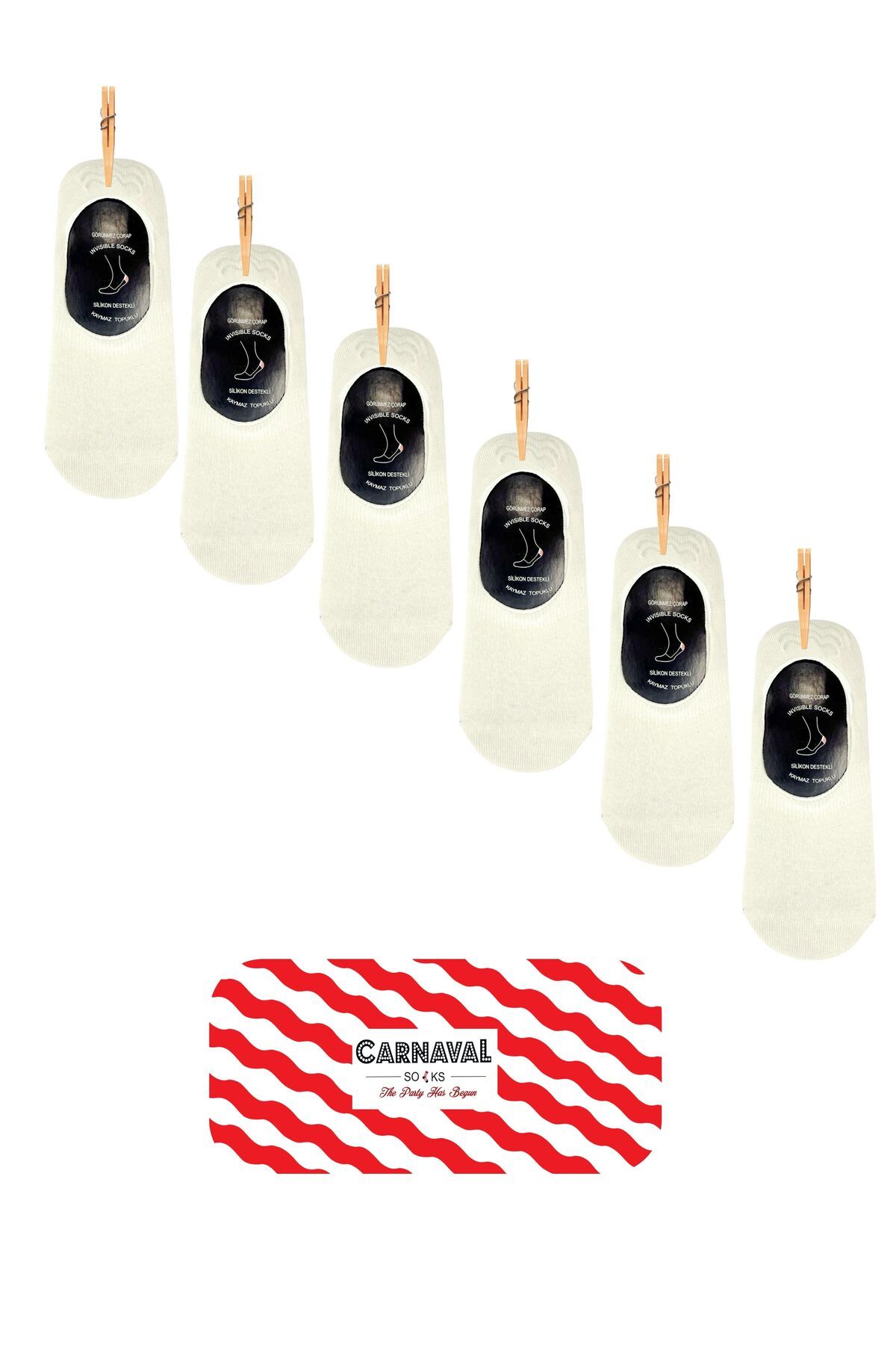CARNAVAL SOCKS 6'lı Krem Silikonlu unisex Babet seti