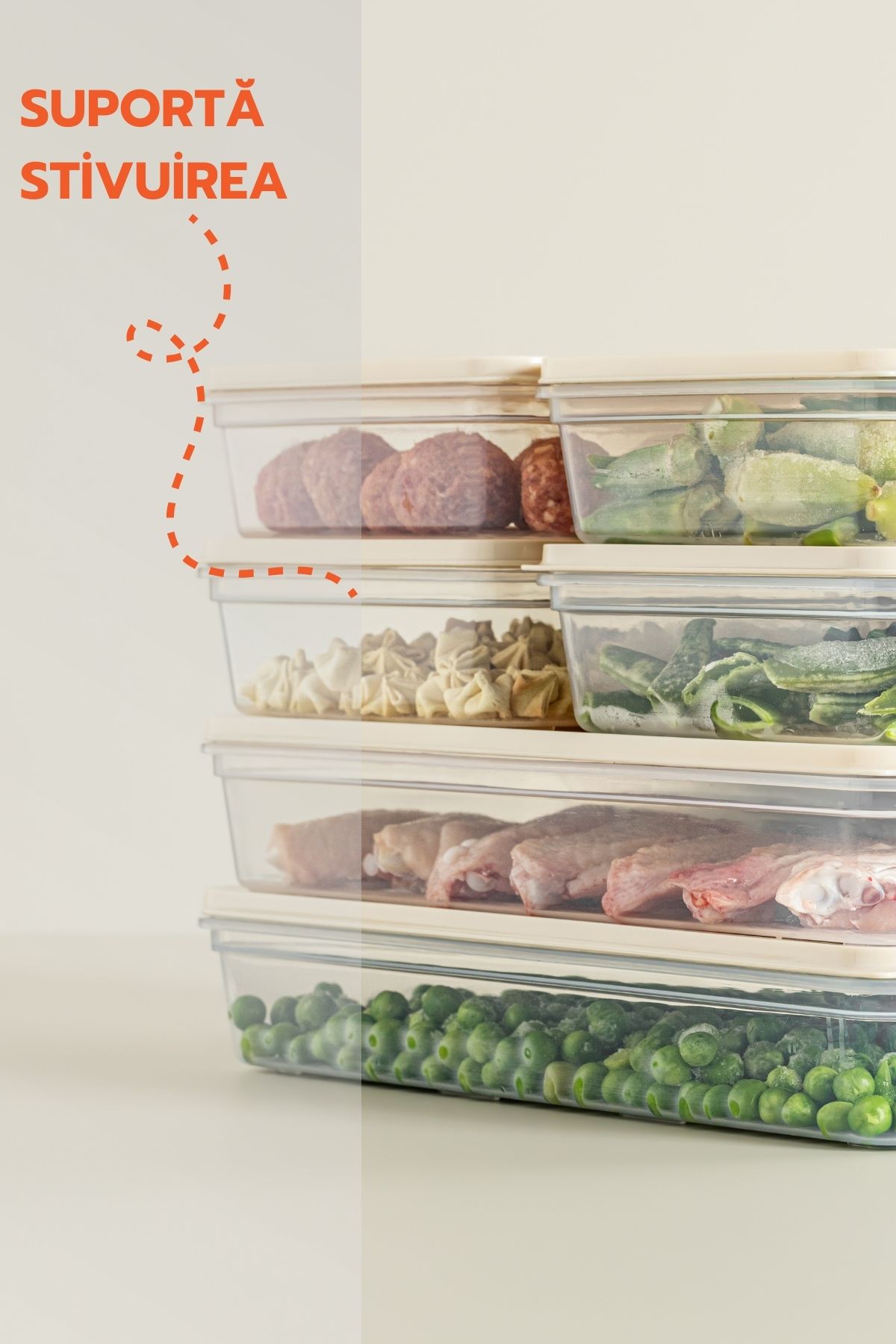 Ginza Maison-Freshbox Food Set, 9 Boxes With Cream Lids (4X600 ML, 2X1170 ML, 2X2000 ML, 1X2400 ML) 4