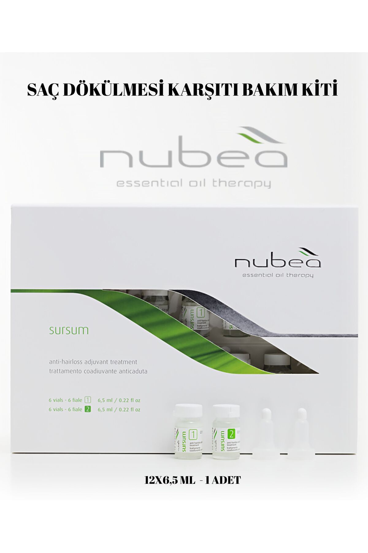 NUBEA Nubeà Sursum Saç Dökülmelerine Karşı Saç Bakım Kiti 12x6,5ml - 6 şişe 1, 6 şişe 2