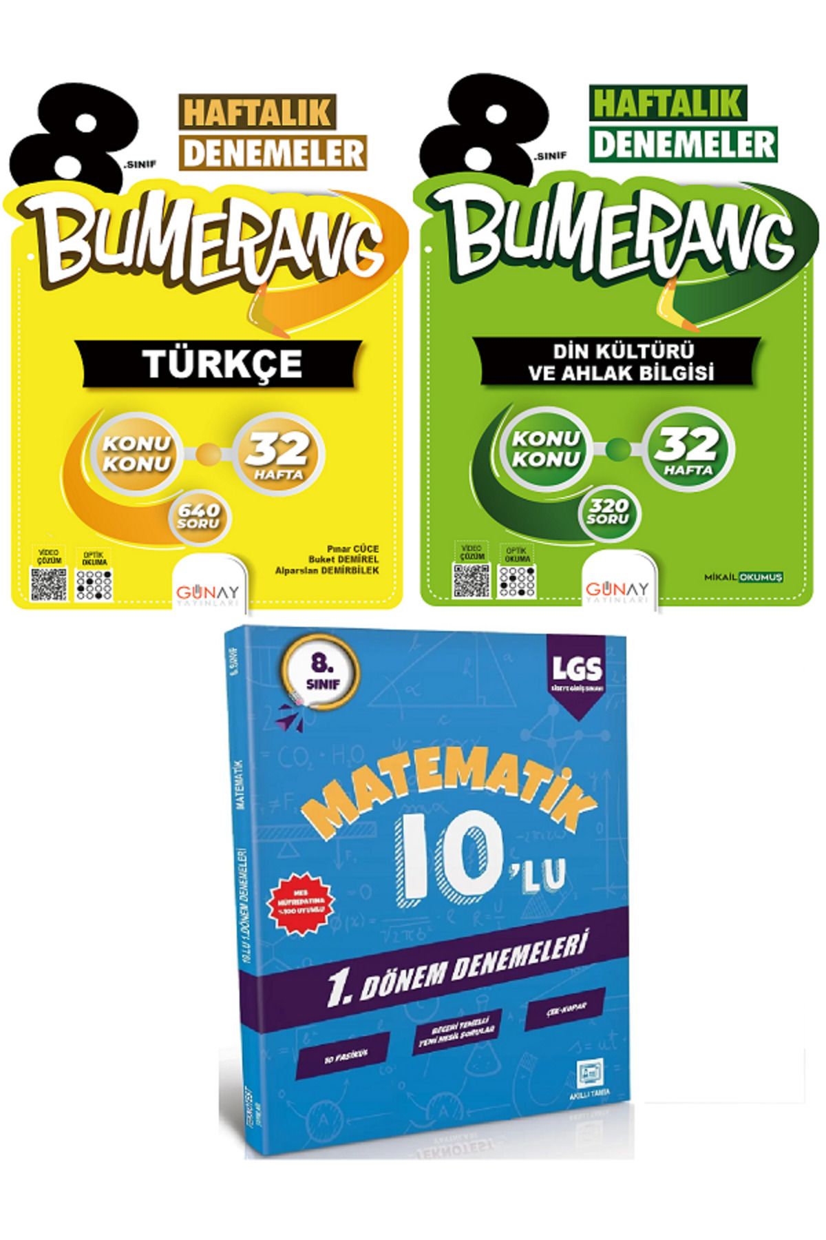 Efsane Yayınları 8.Sınıf Günay Bumerang Türkçe + Din Kültürü 32 Haftalık Denemeler + 10'Lu Matematik Deneme HEDİYE