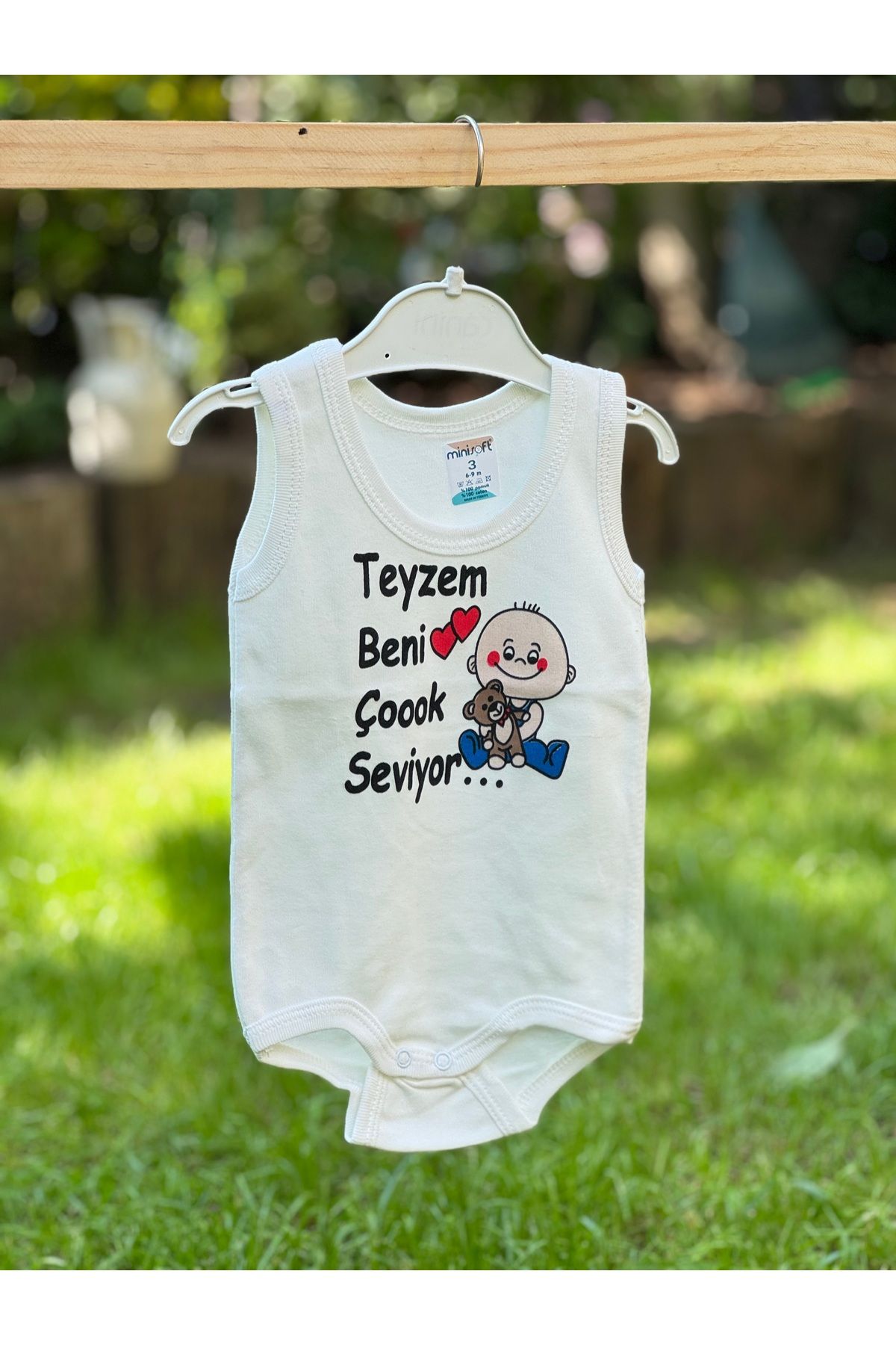 BETSY STUDIO Pamuklu Bebek Zıbın/ Body - Teyzem Beni Çok Seviyor Baskılı