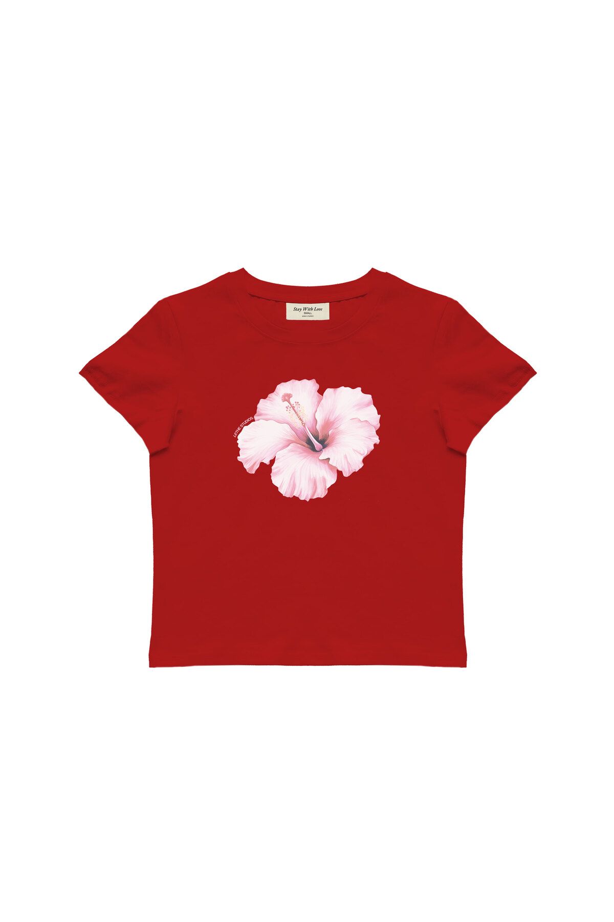 lethestudios Hibiscus Baskılı Baby Tee Crop Top