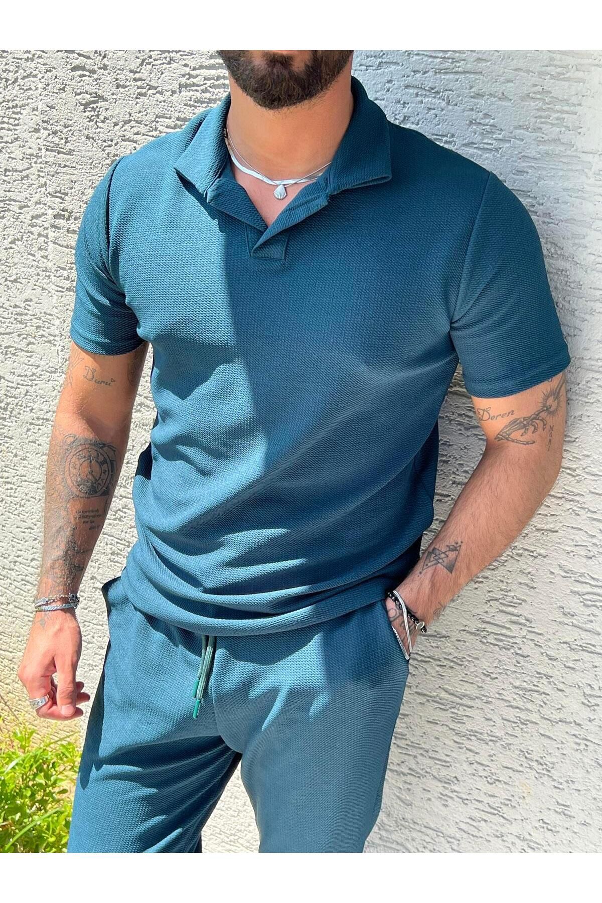 Elzem Regular Fit Polo Yaka Tshırt Zümrüt Yeşili