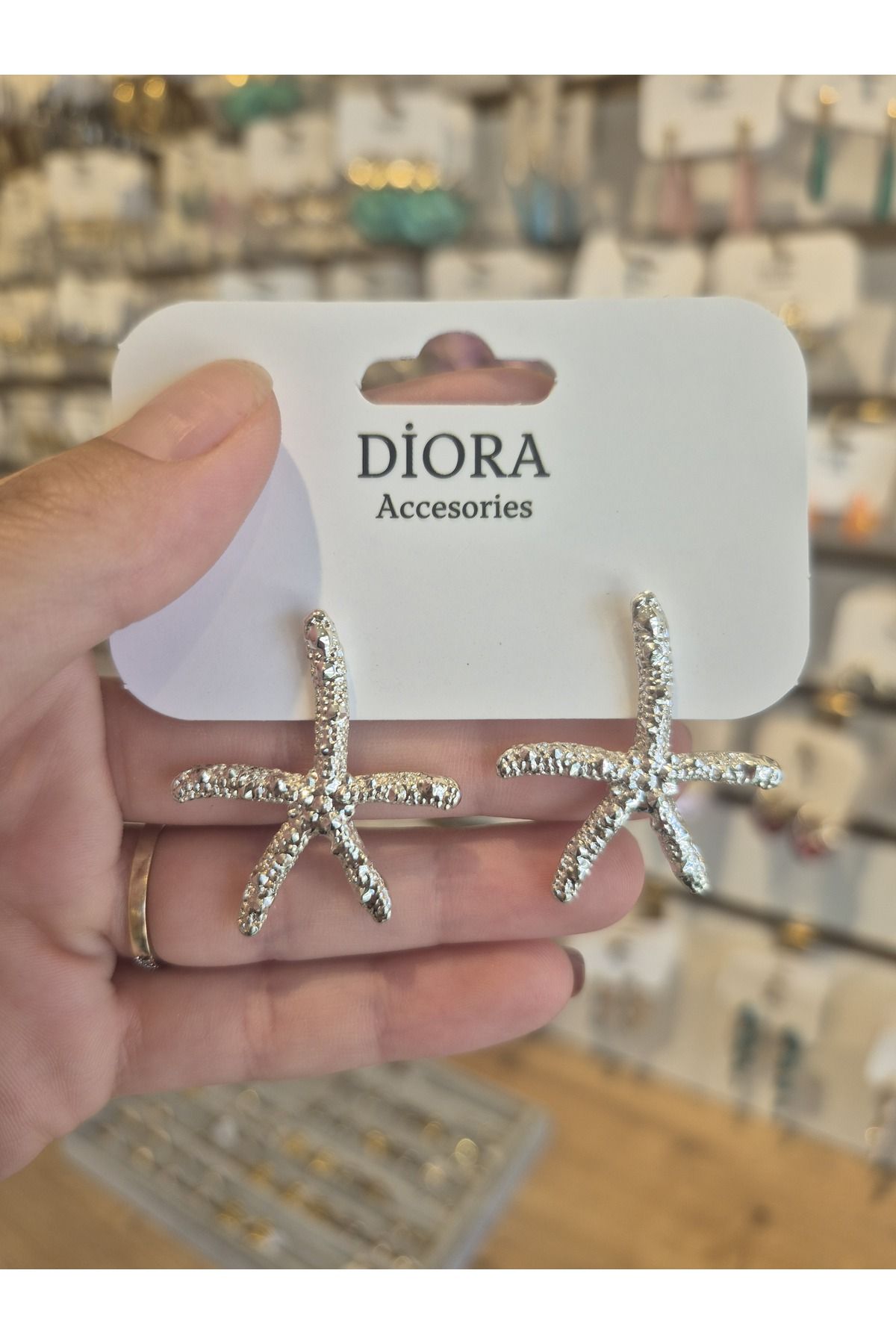 diora accesories deniz yıldızı çelik küpe
