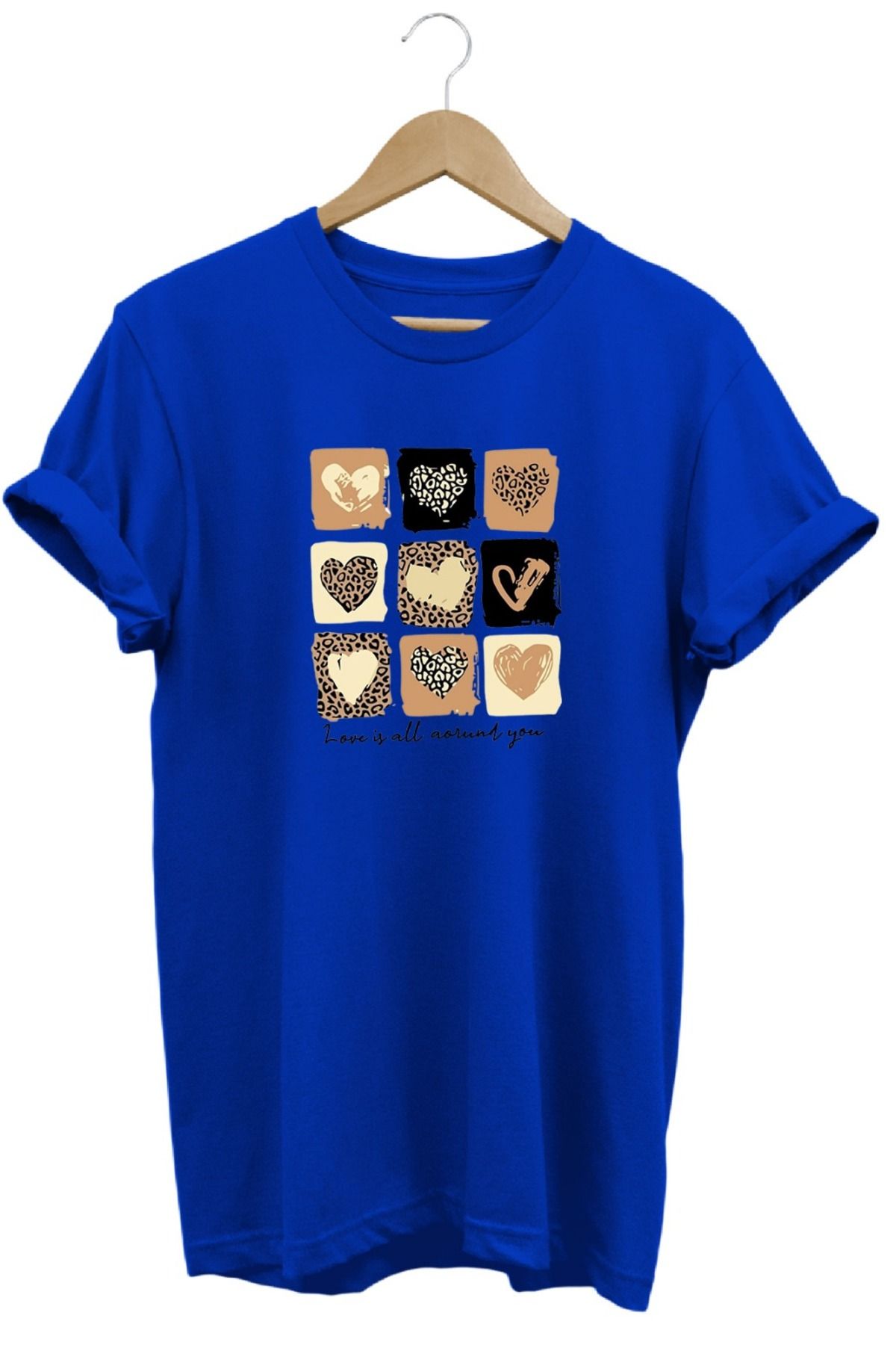 joyyfashion Kalp Baskılı T-Shirt
