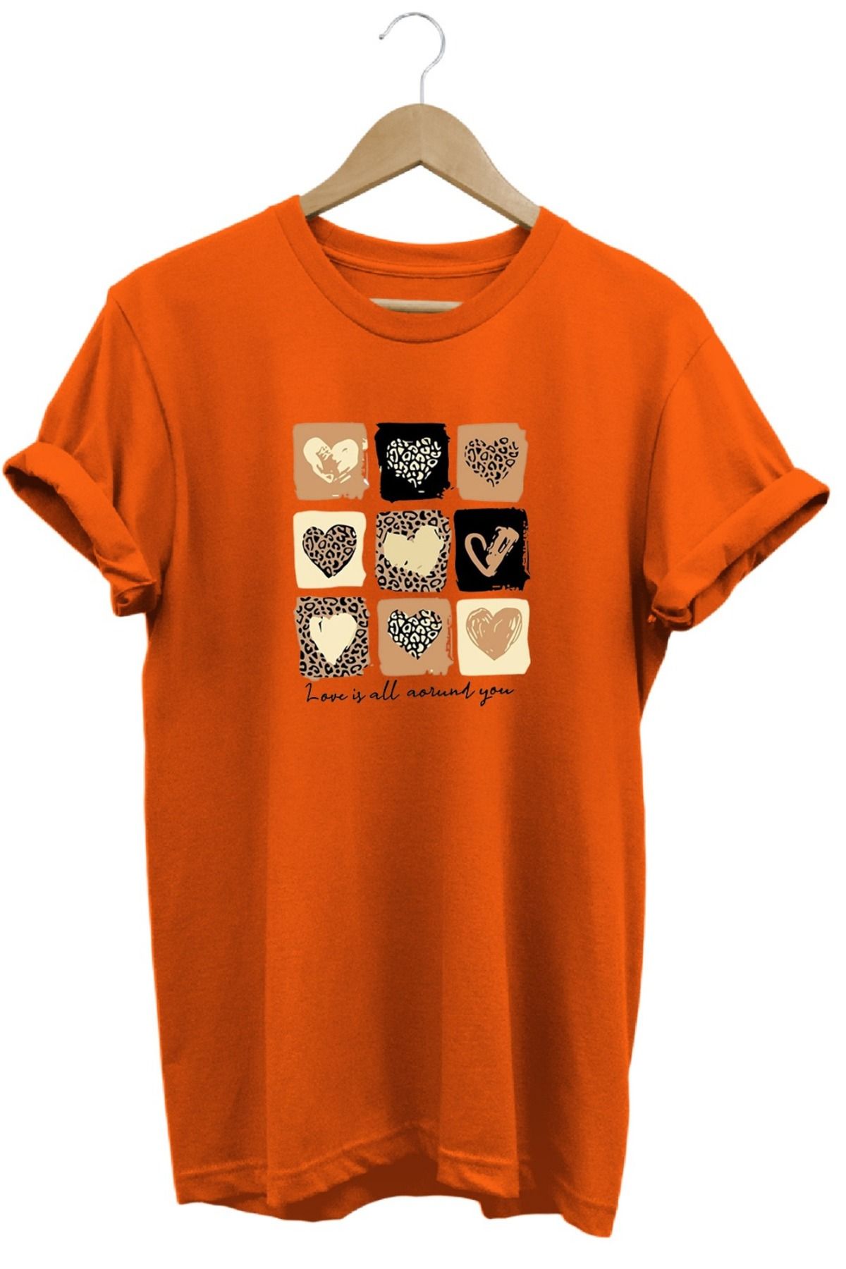 joyyfashion Kalp Baskılı T-Shirt