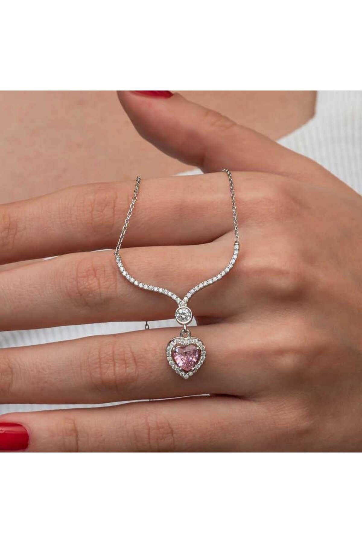 alsepeteavm Gümüş Pembe Dönen Çiçek Kadın Kolye
