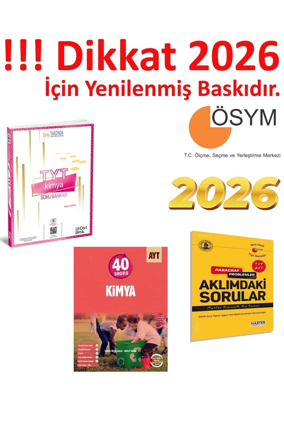 Üç Dört Beş Yayıncılık Üç Dört Beş Yayıncılık TYT Kimya Soru Bankası & Okyanus Yayıncılık AYT 40 Seans Kimya Güncel Baskı